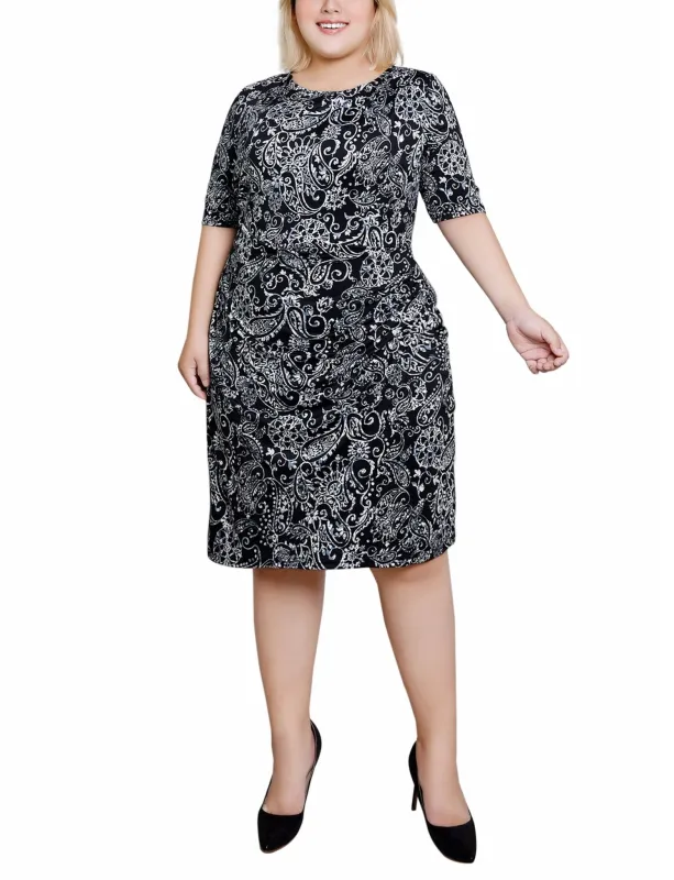 Night Historic Short Sleeve Faux Wrap Dress - Plus sold by Dress Barn