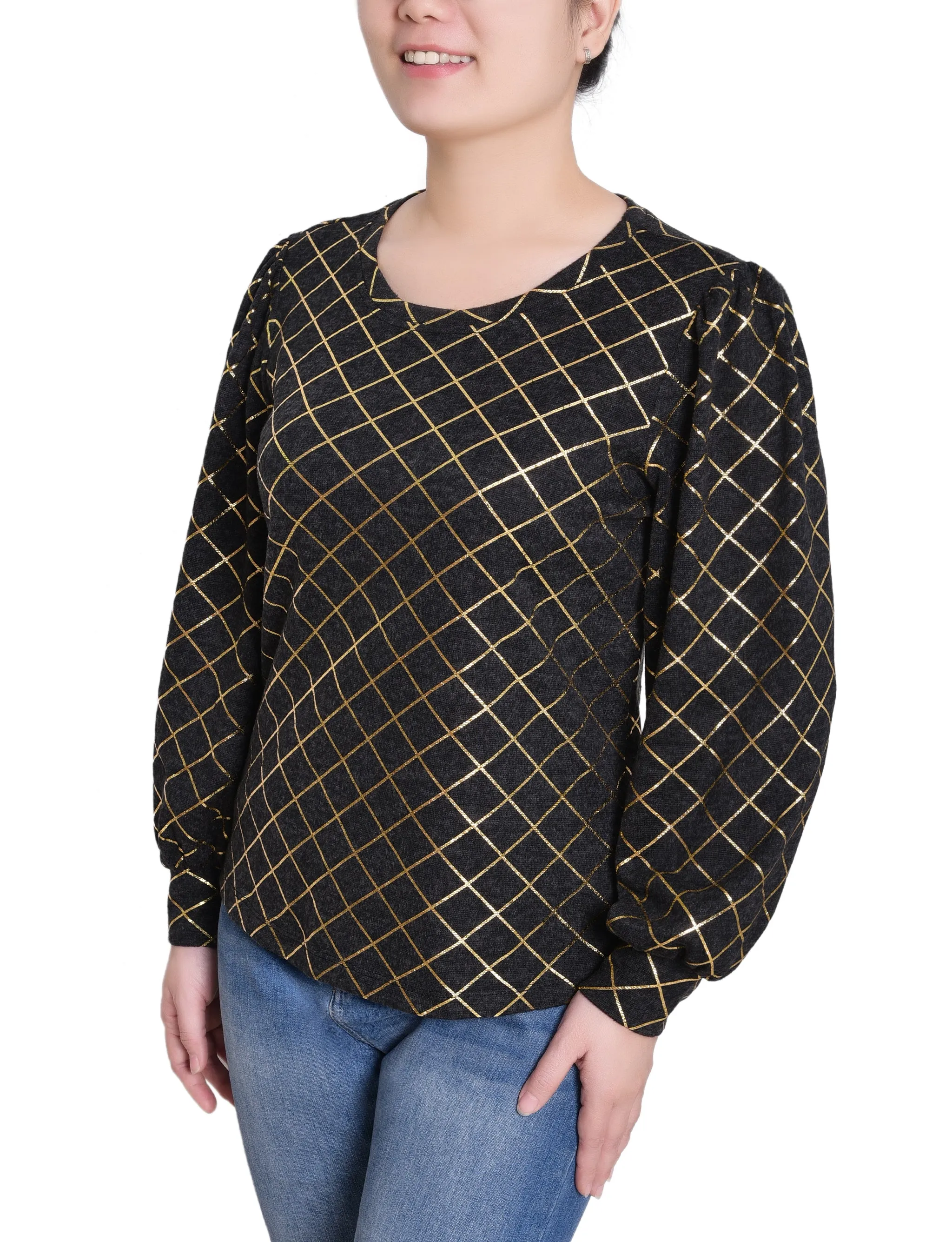 NY Collection Petite Bishop Sleeve Pullover Top sold by Dress Barn product image thumbnail 3