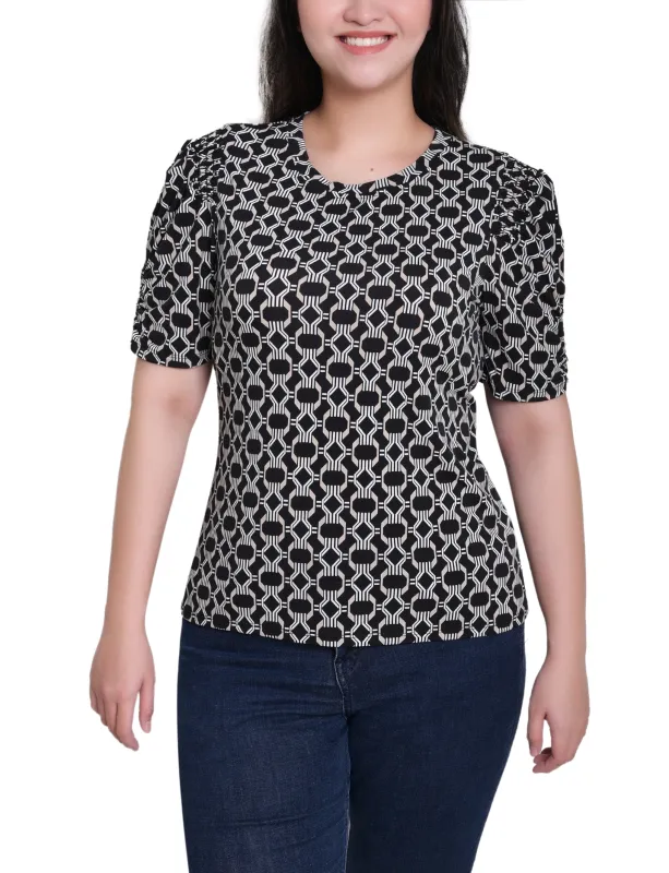 NY Collection Petite Short Sleeve Scoop Neck Top sold by Dress Barn