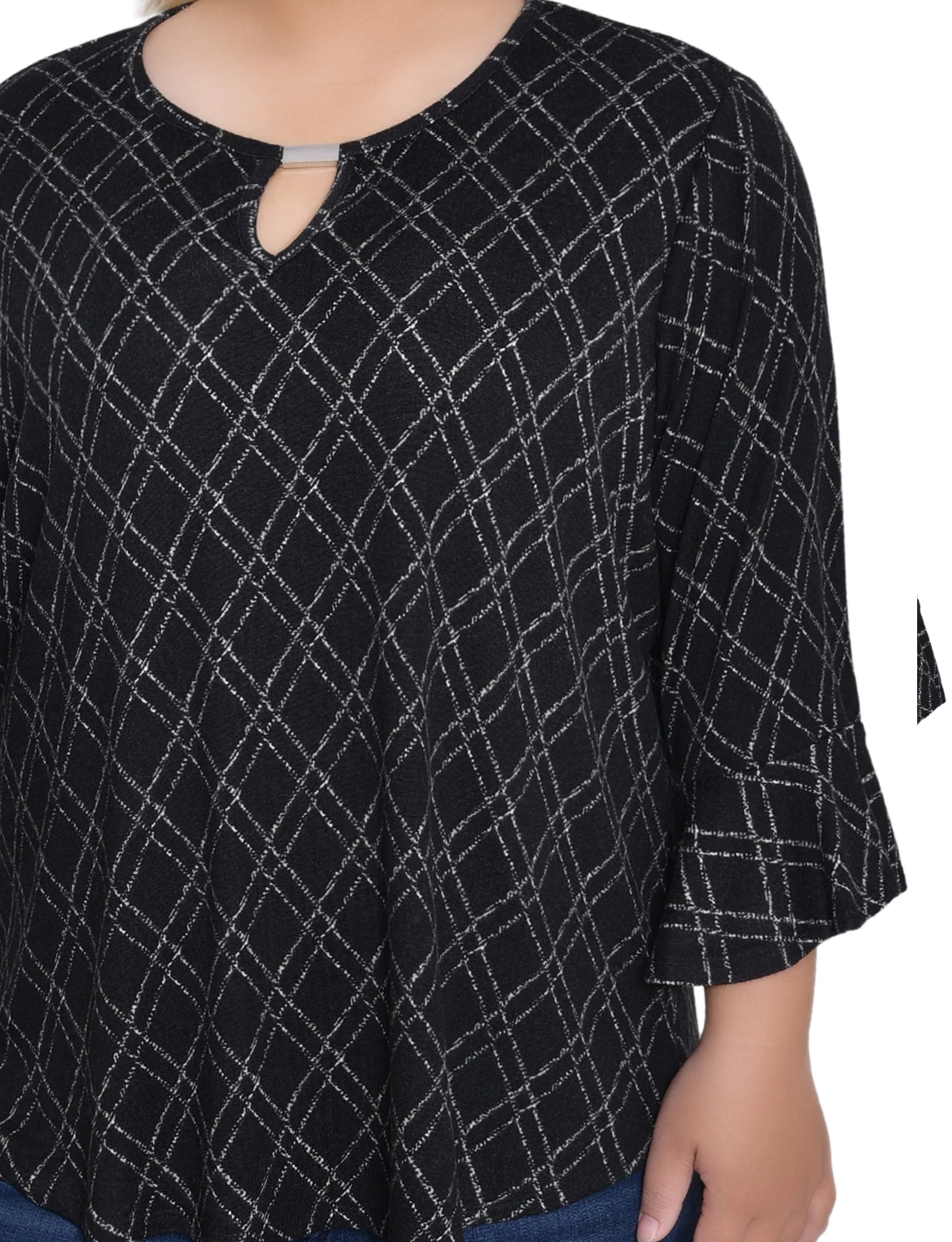 NY Collection Plus Size 3/4 Bell Sleeve Top With Hardware sold by Dress Barn product image thumbnail 2