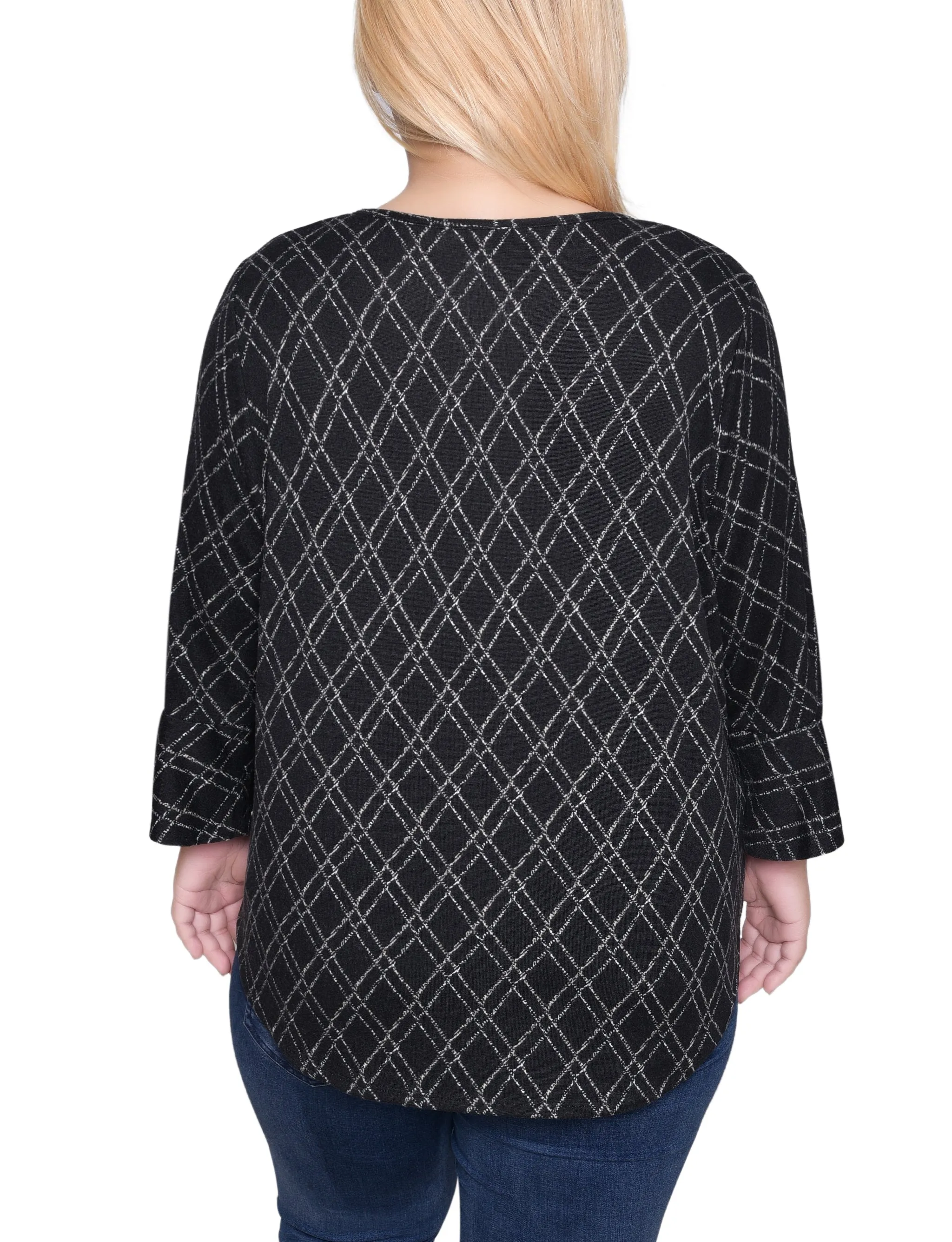 NY Collection Plus Size 3/4 Bell Sleeve Top With Hardware sold by Dress Barn product image thumbnail 4