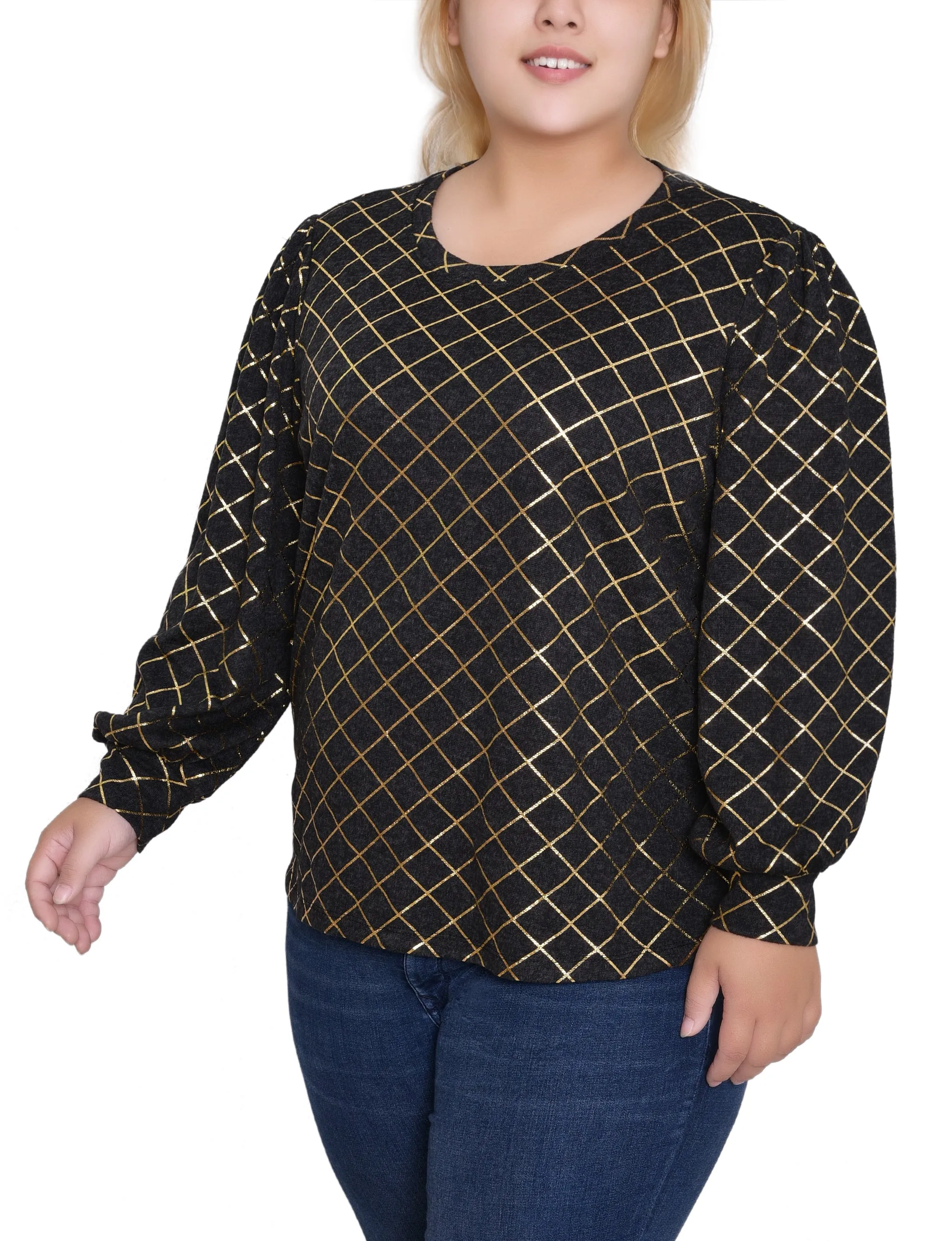 NY Collection Plus Size Bishop Sleeve Pullover Top sold by Dress Barn product image thumbnail 3