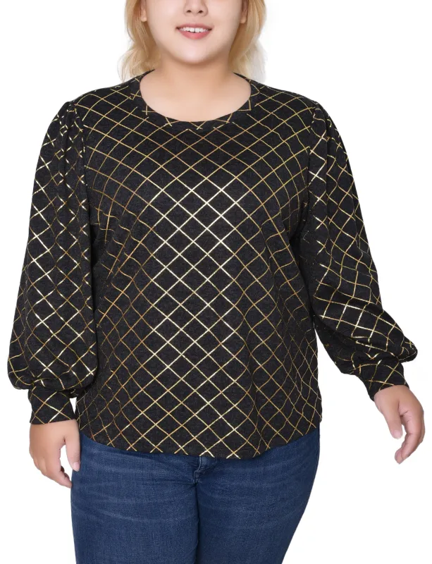 NY Collection Plus Size Bishop Sleeve Pullover Top sold by Dress Barn