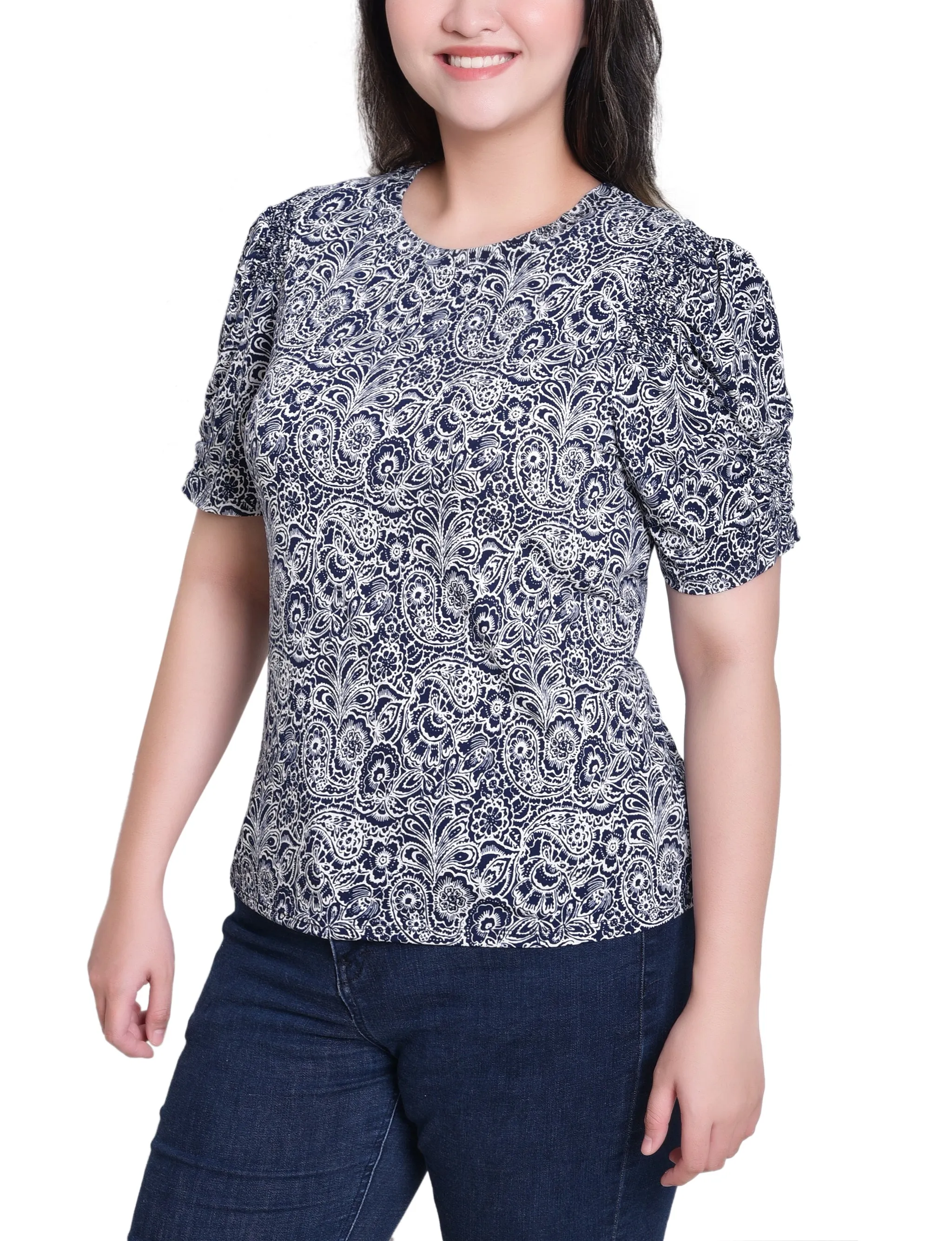 NY Collection Short Sleeve Scoop Neck Top sold by Dress Barn product image thumbnail 3