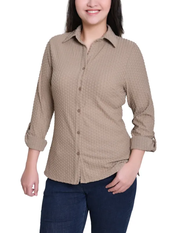 NY Collection Long Sleeve Textured Knit Top sold by Dress Barn