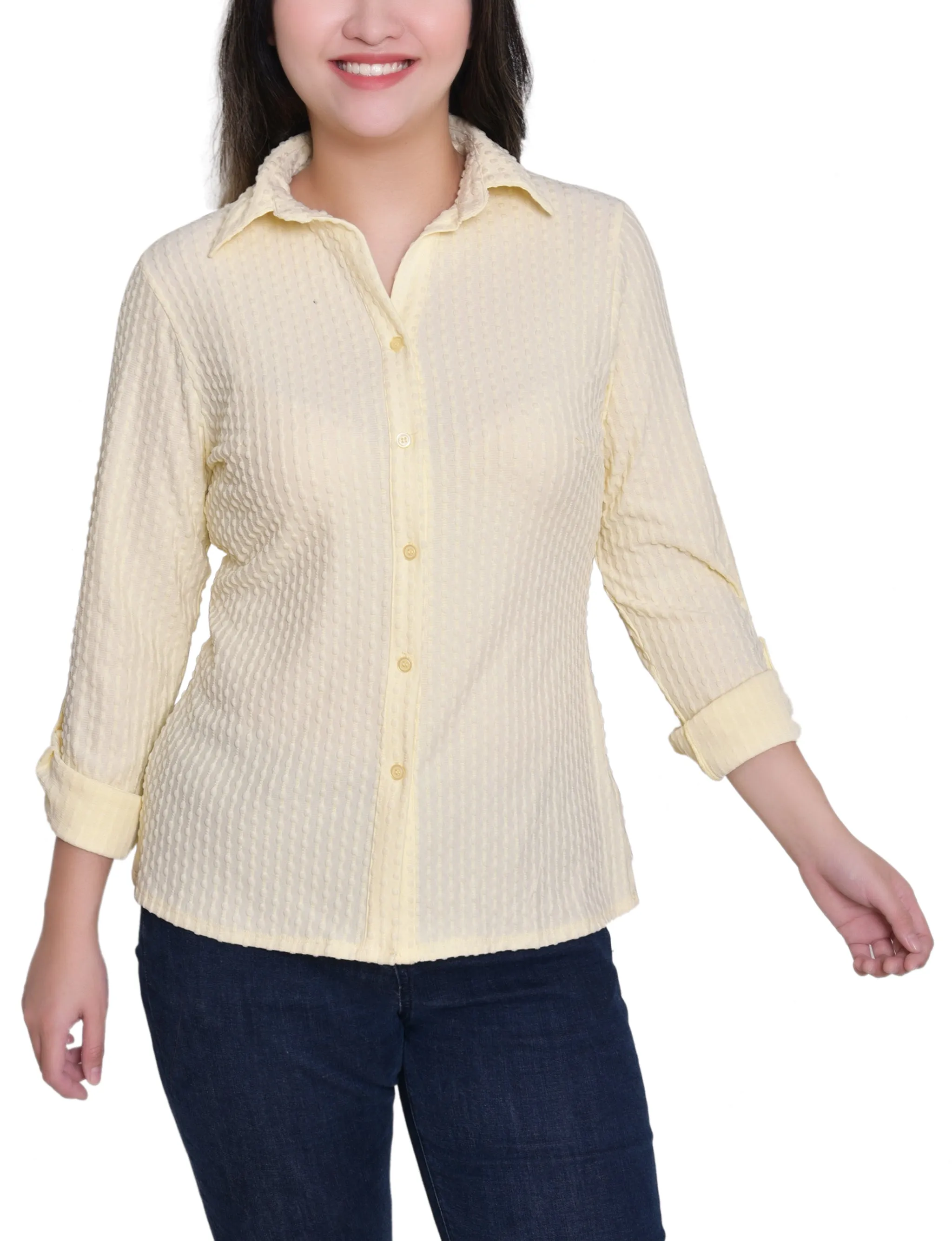 NY Collection Long Sleeve Textured Knit Top sold by Dress Barn product image thumbnail 5