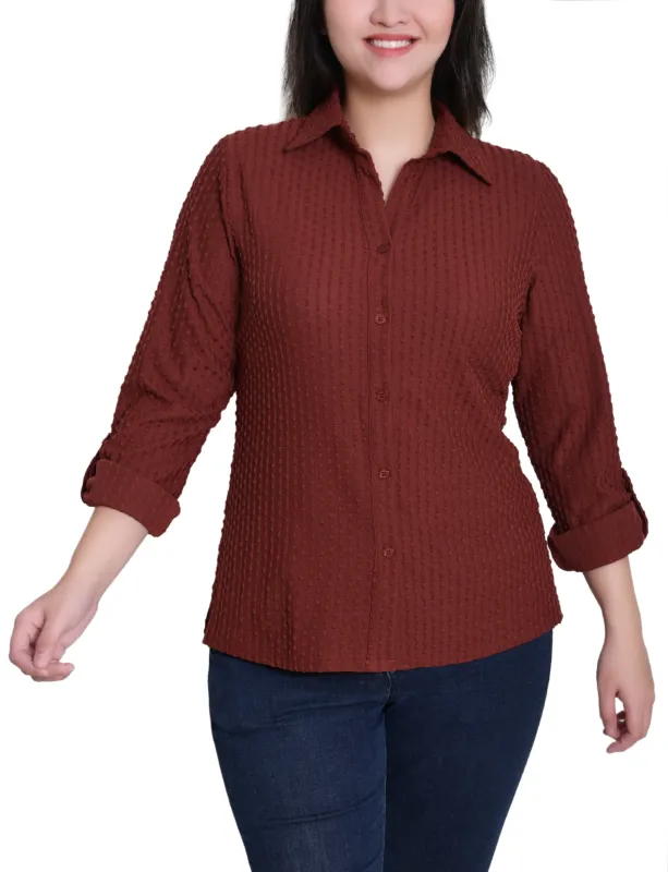 NY Collection Petite Long Sleeve Textured Knit Top sold by Dress Barn