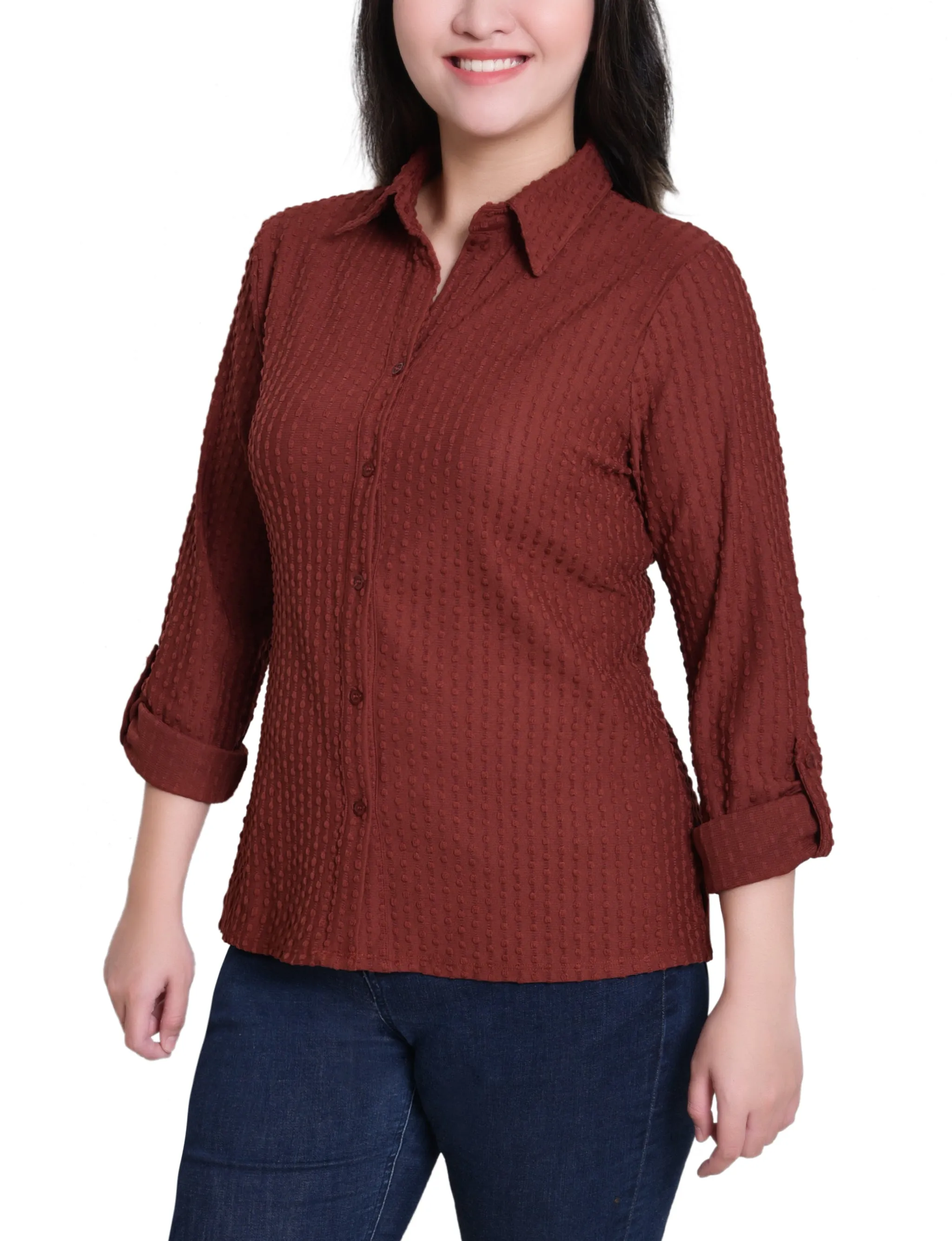NY Collection Petite Long Sleeve Textured Knit Top sold by Dress Barn product image thumbnail 3