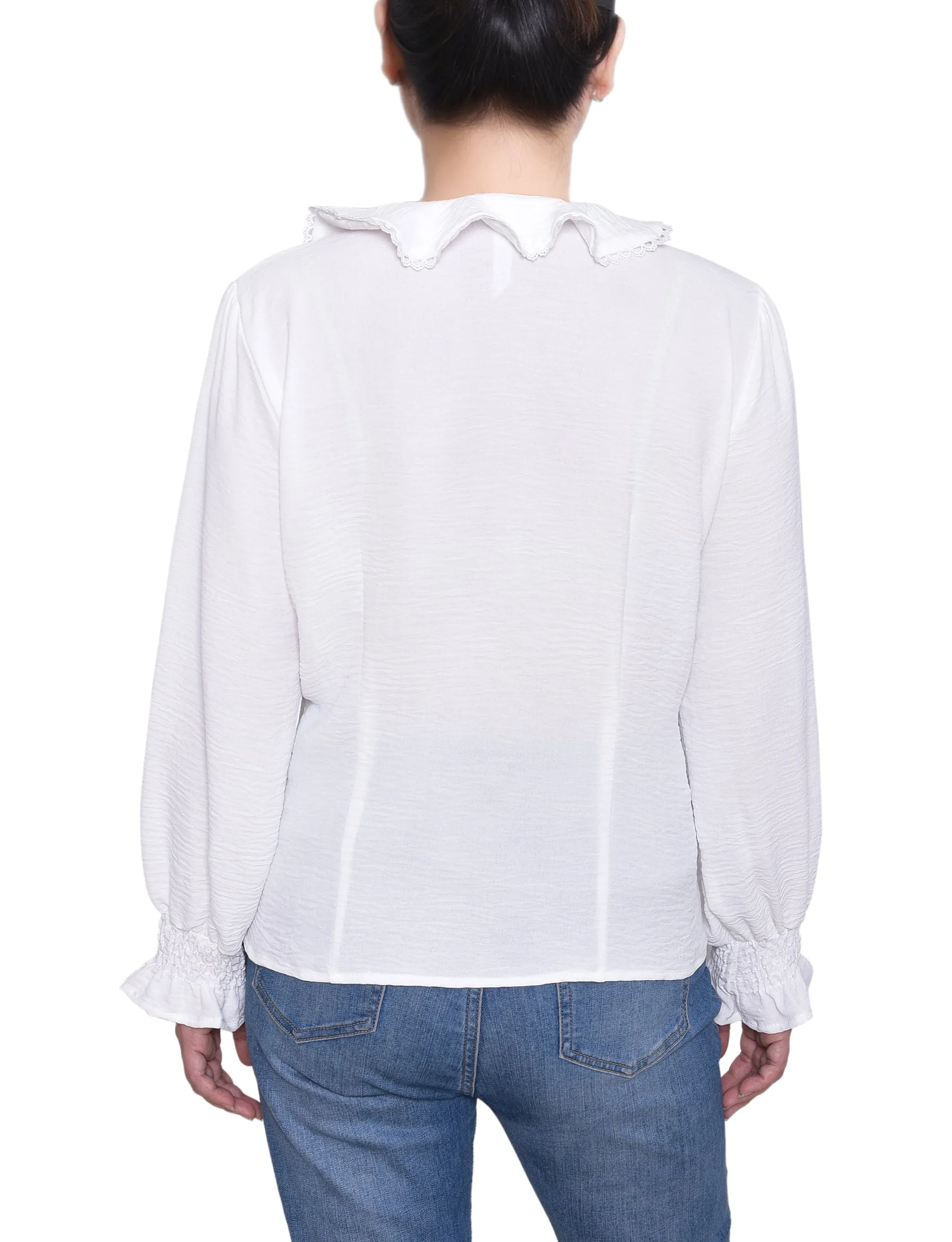 NY Collection Petite Short Sleeve Ruffle Front Blouse sold by Dress Barn product image thumbnail 4