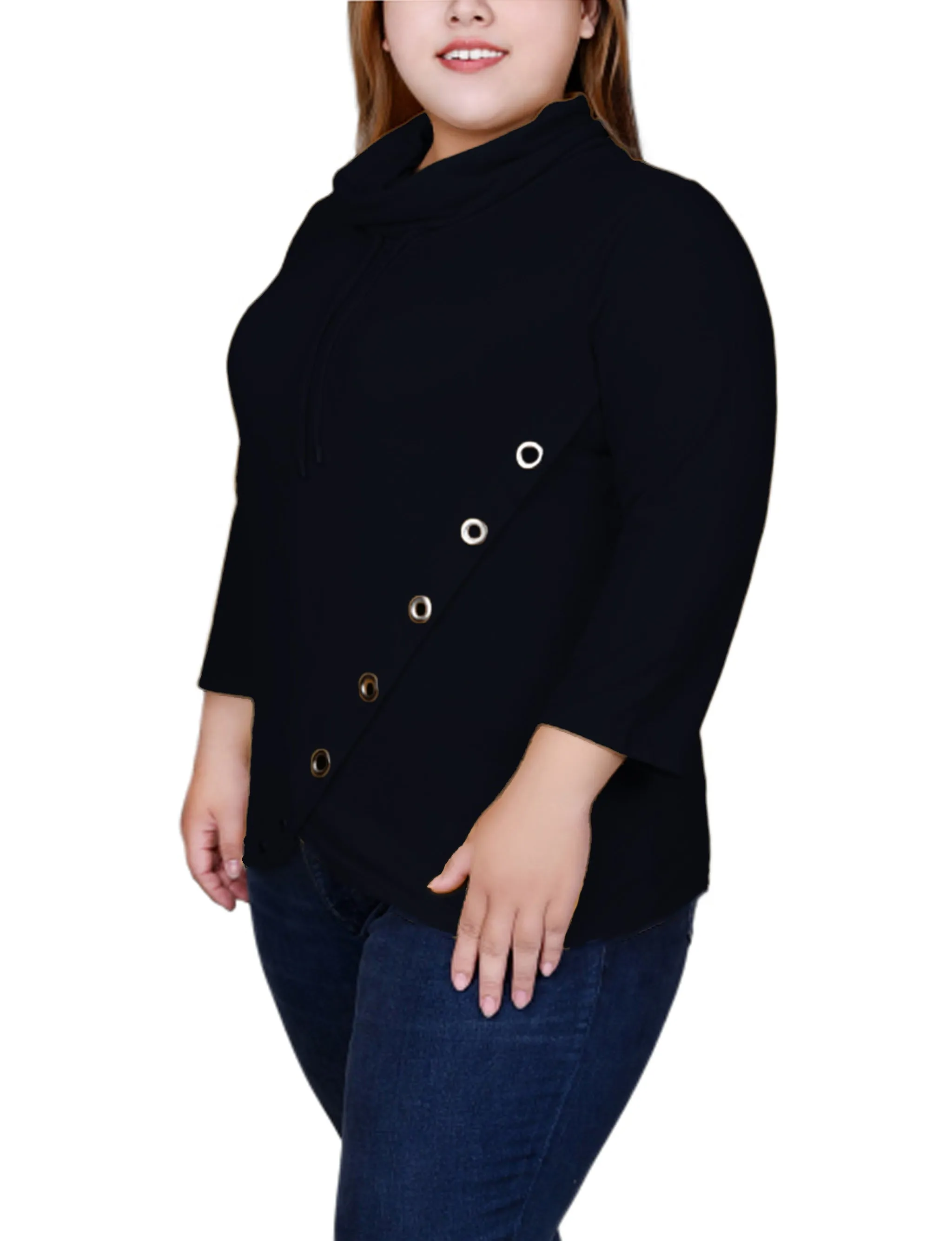 NY Collection Plus Size 3/4 Slv Top With Grommet Hem sold by Dress Barn product image thumbnail 3