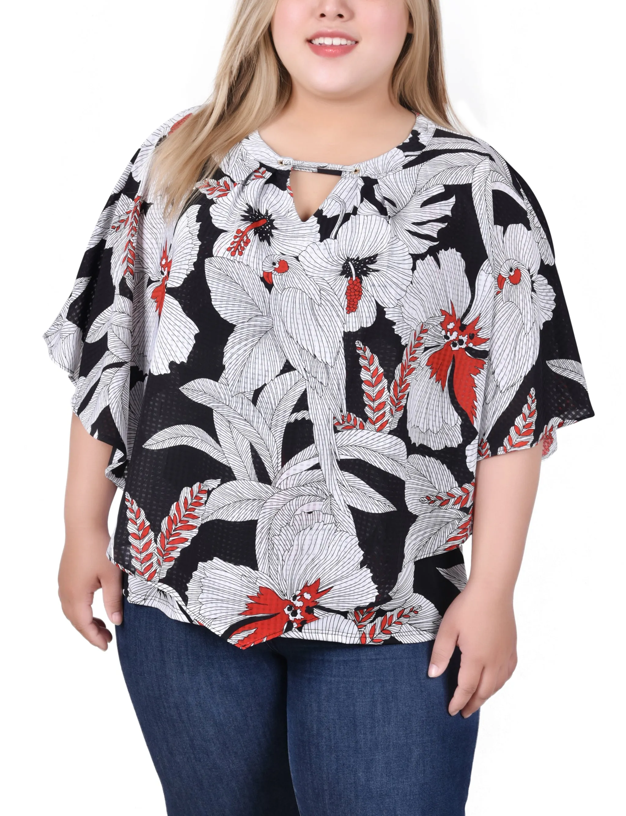 NY Collection Plus Size Elbow Sleeve Poncho Top sold by Dress Barn product image thumbnail 4