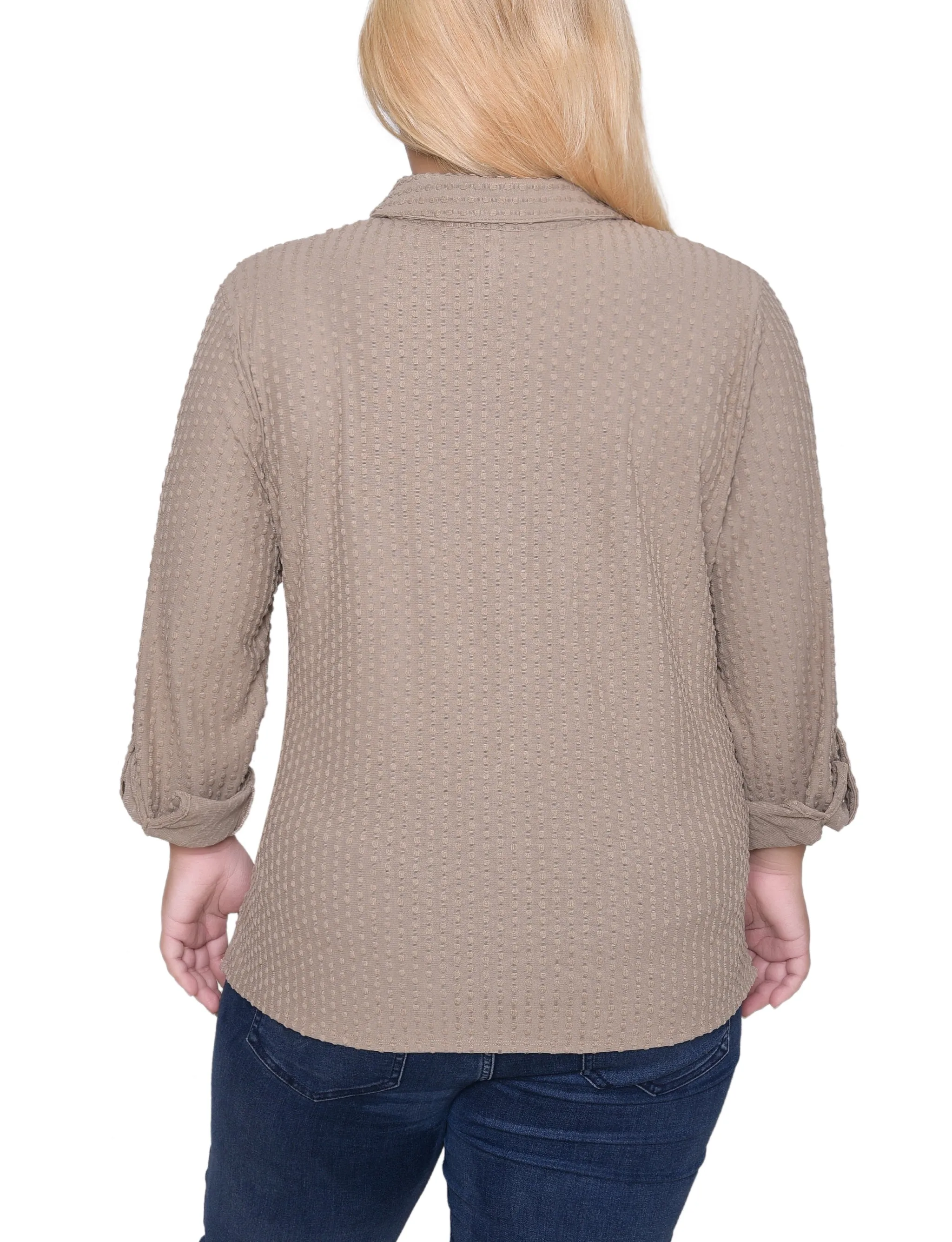 NY Collection Plus Size Long Sleeve Textured Knit Top sold by Dress Barn product image thumbnail 4