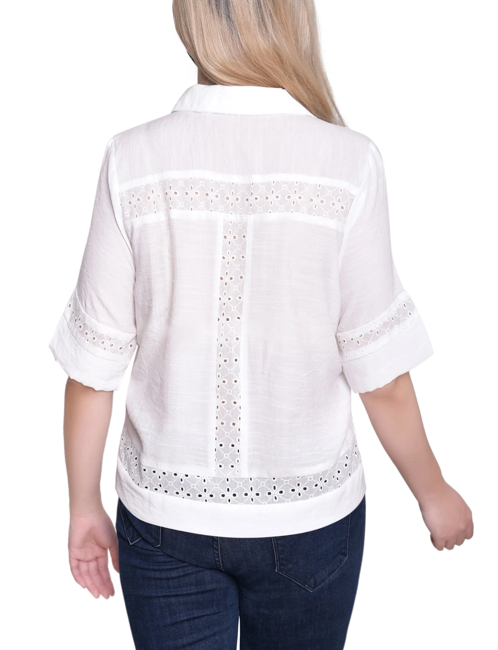NY Collection Short Sleeve Eyelet-Inset Blouse sold by Dress Barn product image thumbnail 4