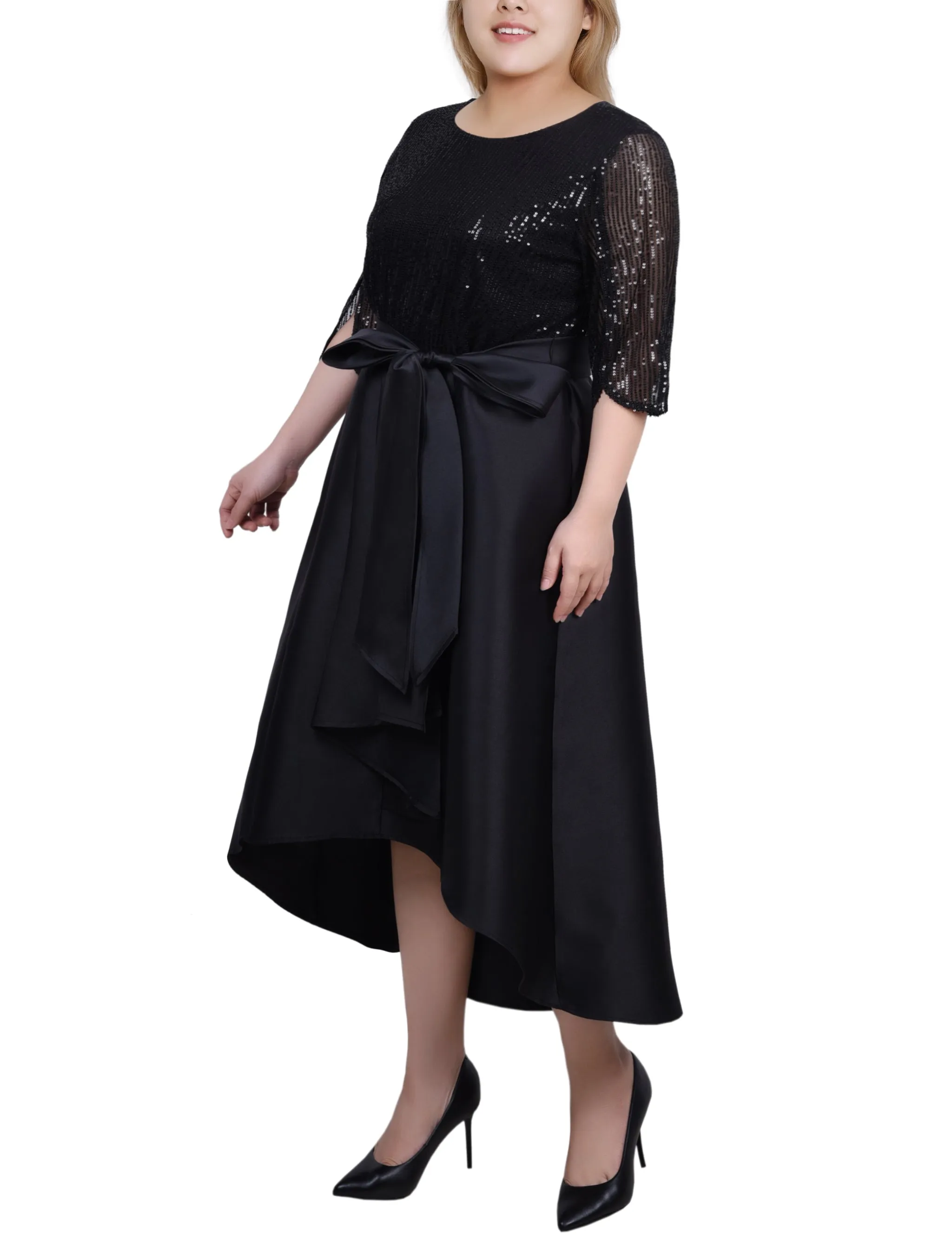 NY Collection Plus Size Sequin and Jacquard Holiday Dress sold by Dress Barn product image thumbnail 3