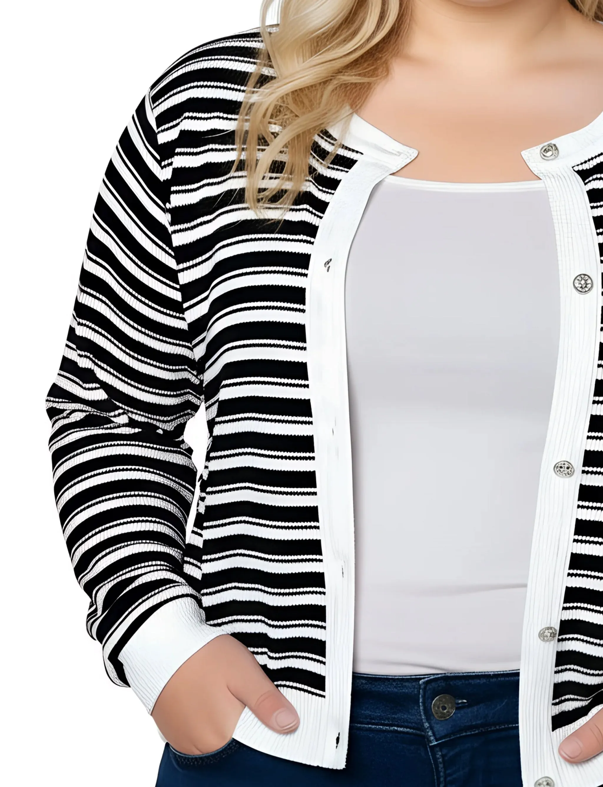 NY Collection Plus Size Long sleeve Ribbed Cardigan sold by Dress Barn product image thumbnail 2
