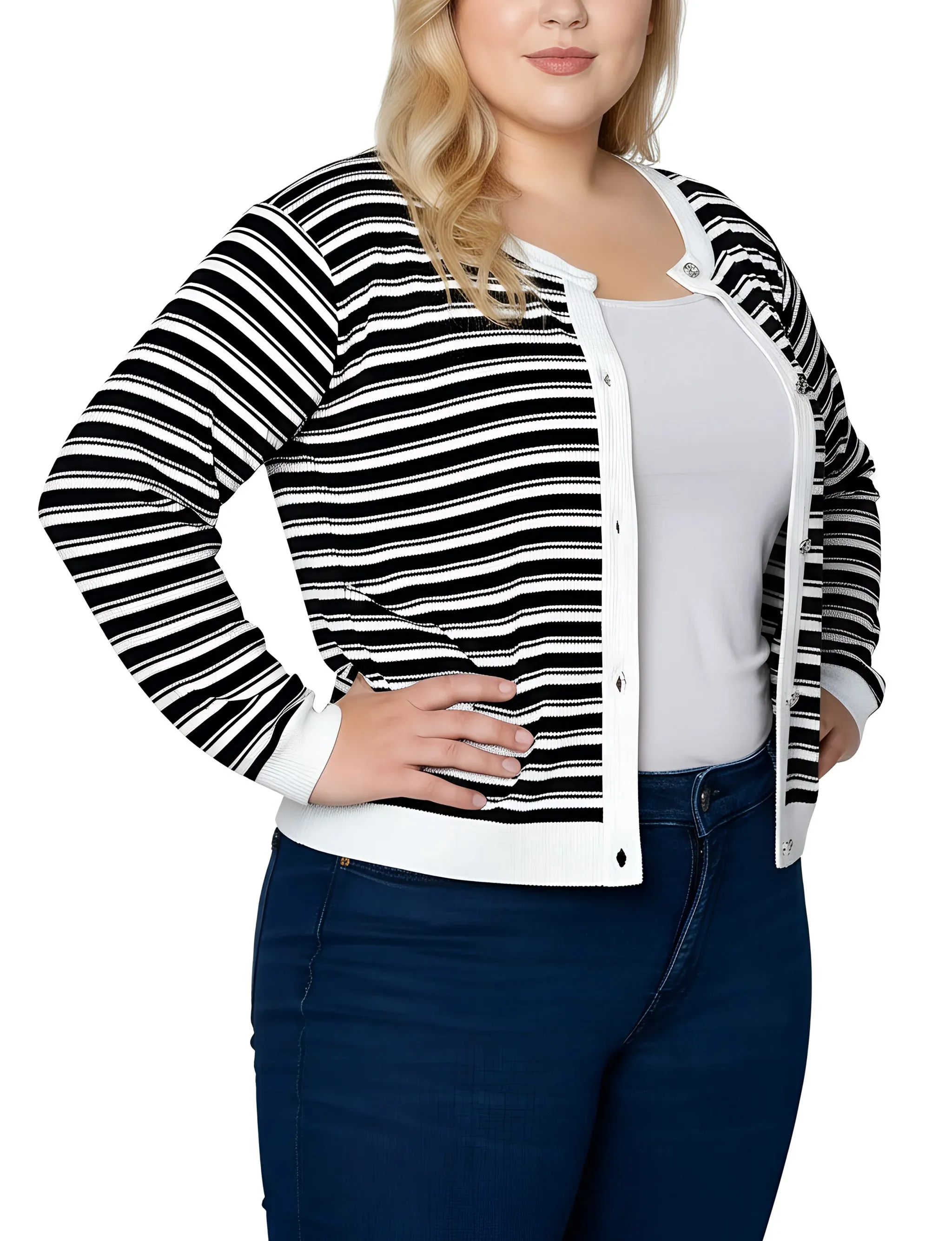 NY Collection Plus Size Long sleeve Ribbed Cardigan sold by Dress Barn product image thumbnail 3