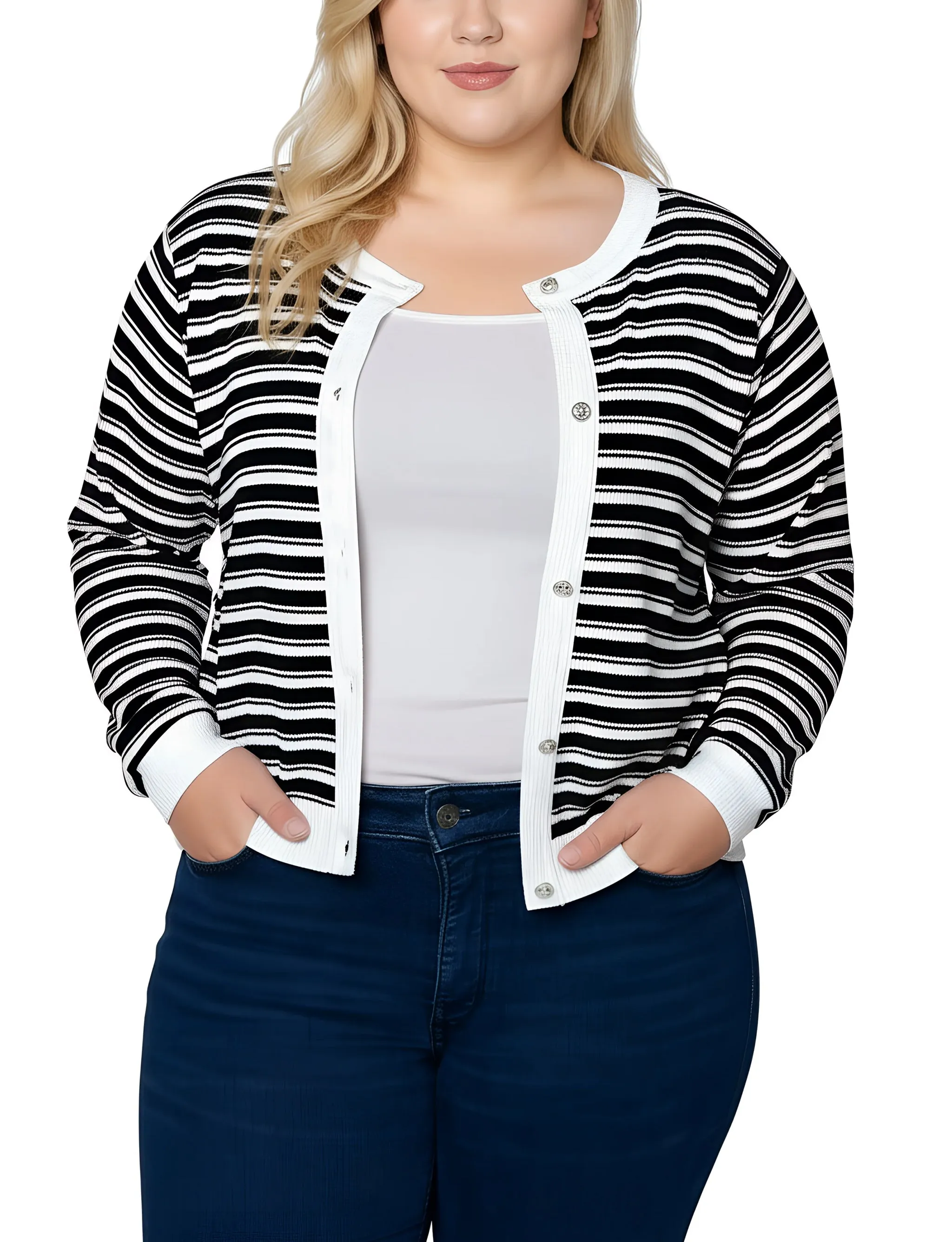 NY Collection Plus Size Long sleeve Ribbed Cardigan sold by Dress Barn