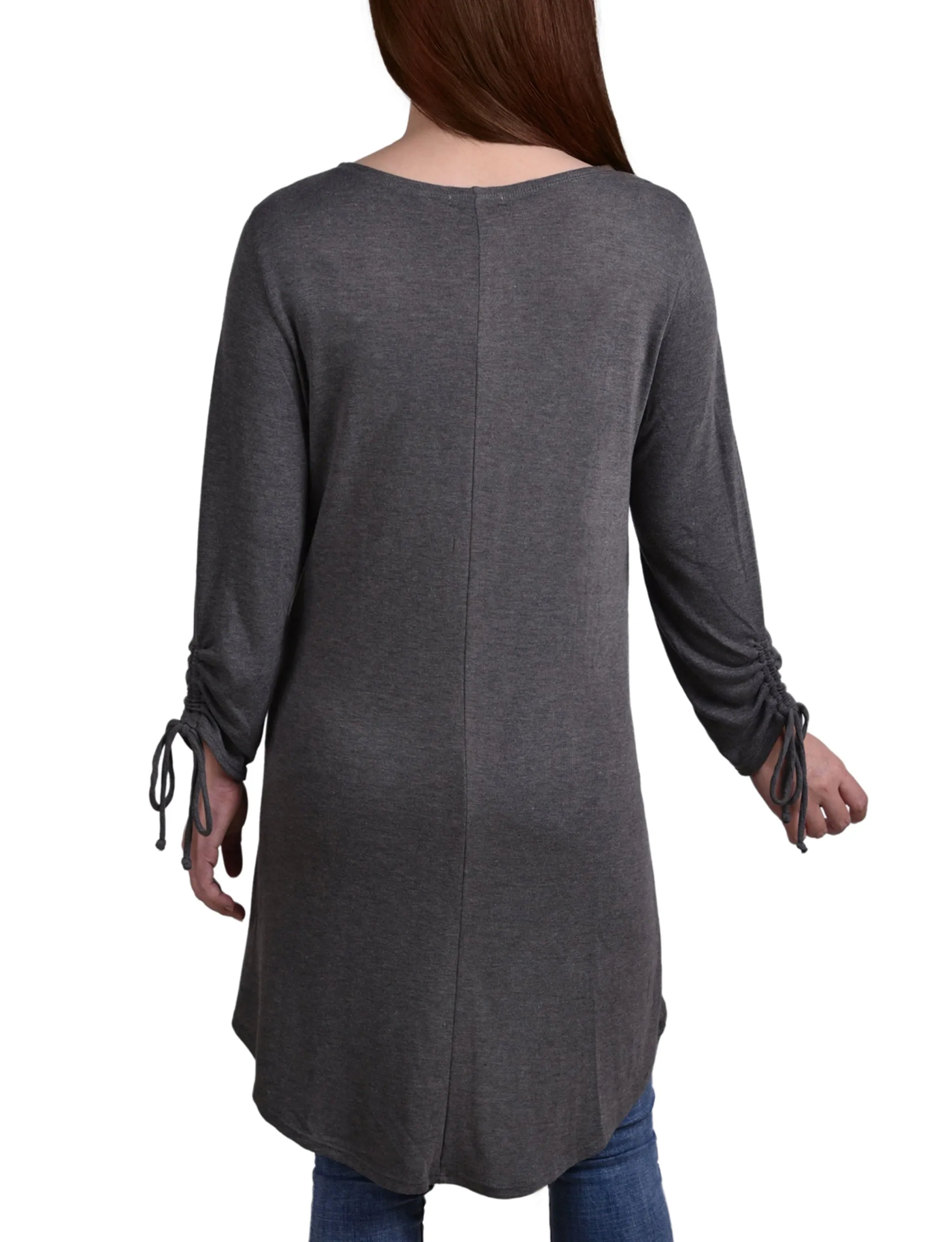 NY Collection Missy Long Sleeve Hi Lo Hem Cardigan - Dark Heather sold by Dress Barn product image thumbnail 4