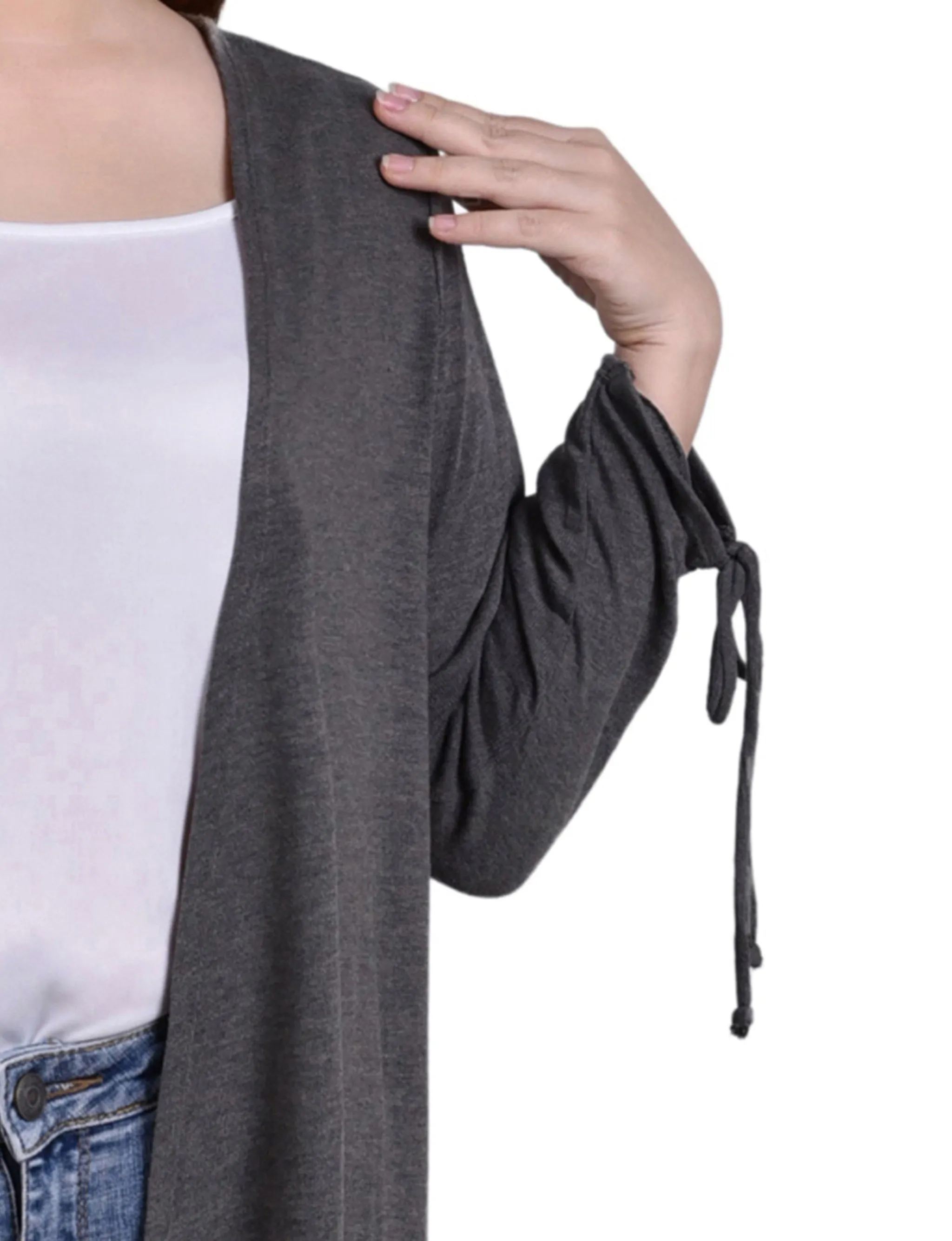 NY Collection Missy Long Sleeve Hi Lo Hem Cardigan - Dark Heather sold by Dress Barn product image thumbnail 3