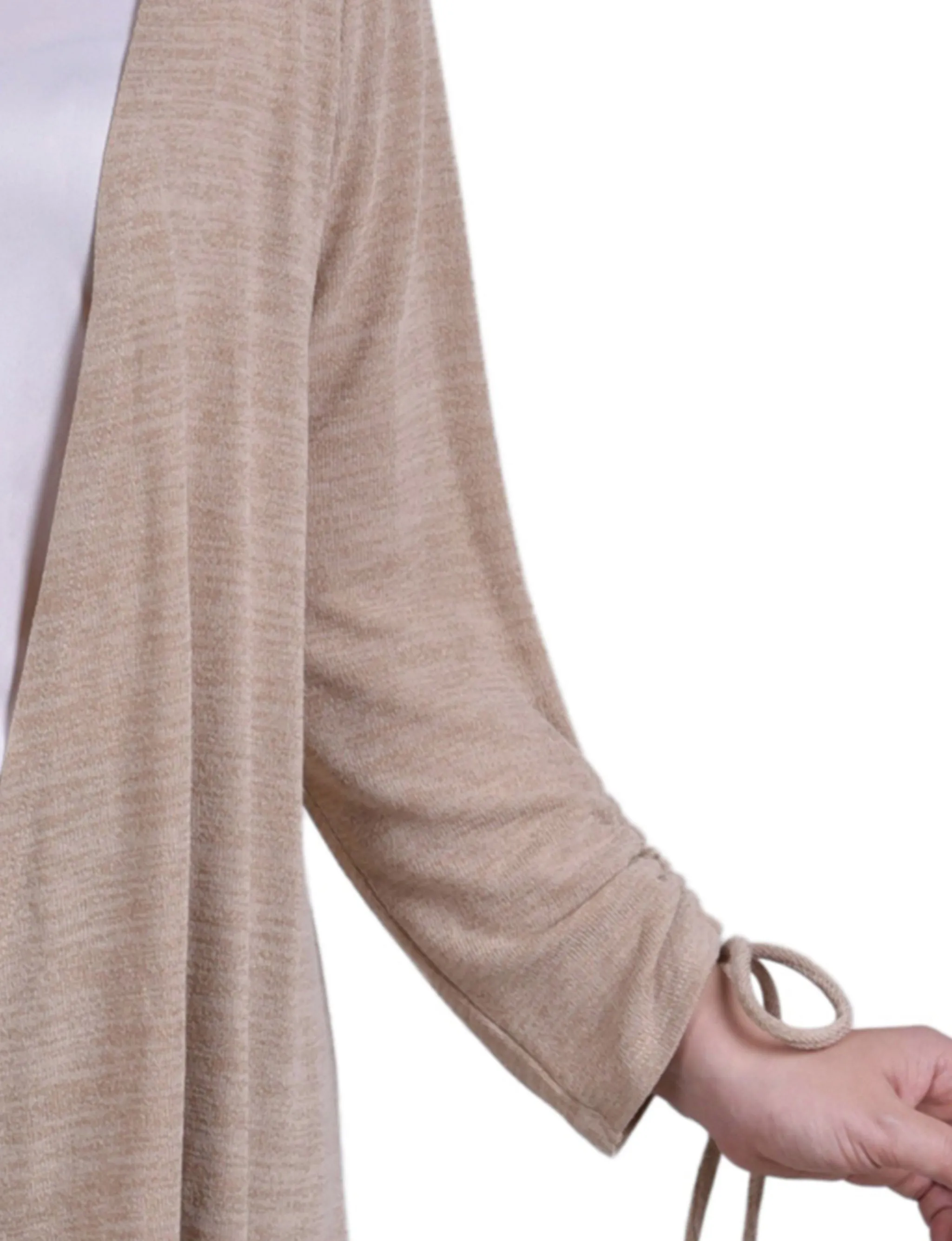 NY Collection Missy Long Sleeve Hi Lo Hem Cardigan - Oatmeal sold by Dress Barn product image thumbnail 3
