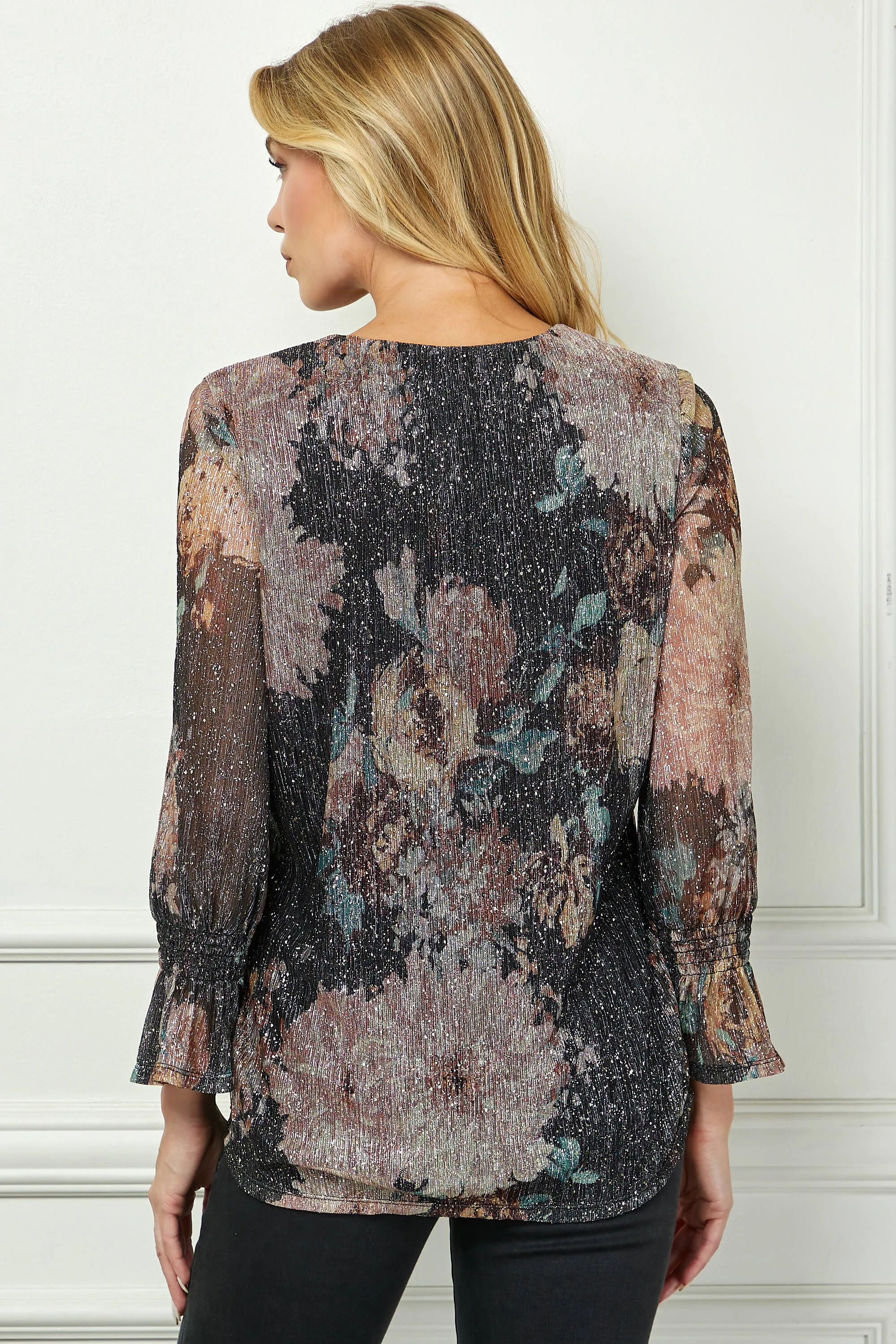 3/4 Ruffle Sleeve V-Neck Blouse - Black sold by Dress Barn product image thumbnail 4