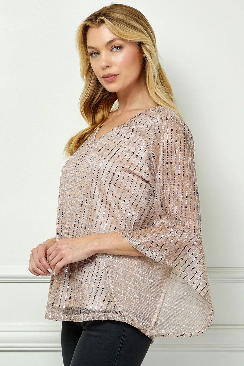 3/4 Ruffle Sleeve V-Neck Blouse - Blush sold by Dress Barn product image thumbnail 2