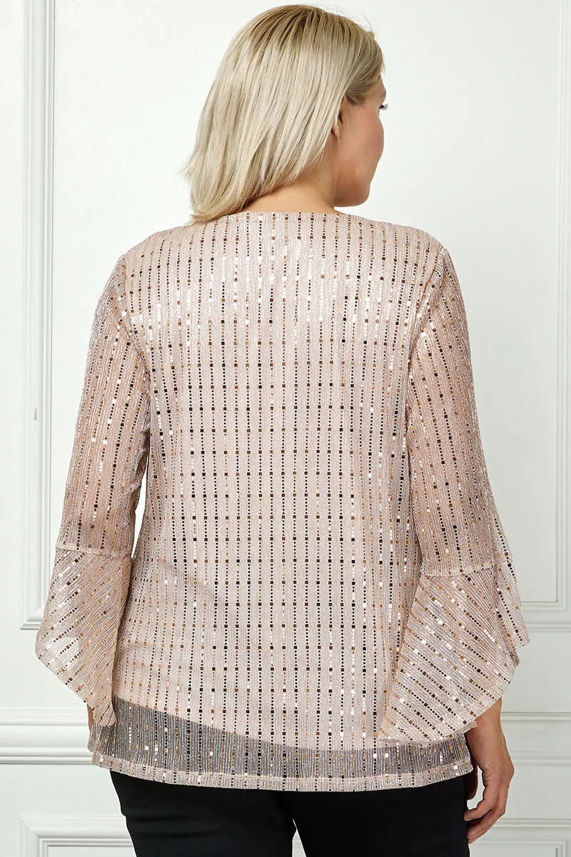 3/4 Ruffle Sleeve V-Neck Blouse - Blush - Plus sold by Dress Barn product image thumbnail 3