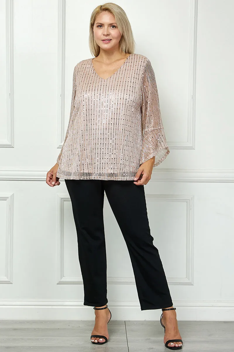 3/4 Ruffle Sleeve V-Neck Blouse - Blush - Plus sold by Dress Barn