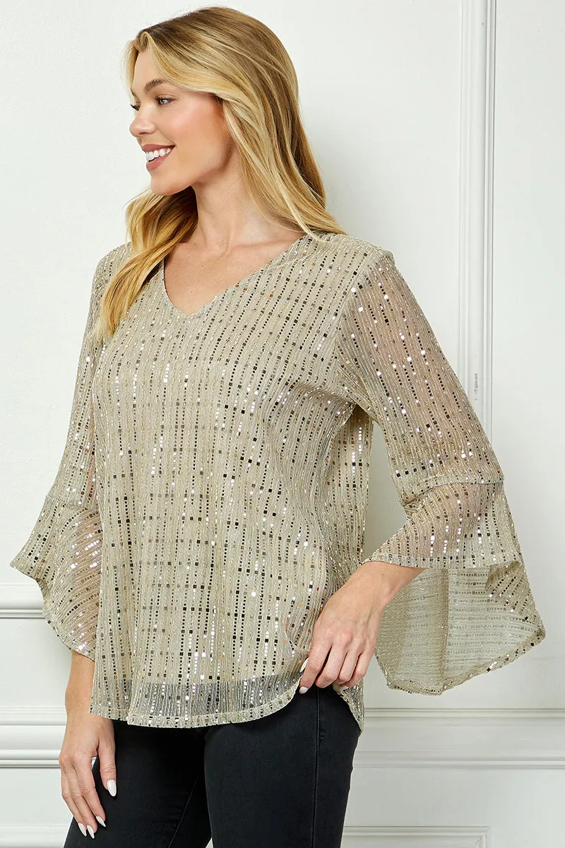 3/4 Ruffle Sleeve V-Neck Blouse - Yellow sold by Dress Barn product image thumbnail 2