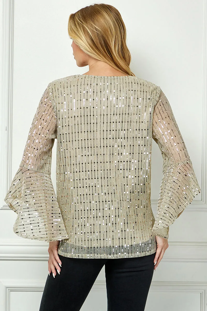 3/4 Ruffle Sleeve V-Neck Blouse - Yellow sold by Dress Barn product image thumbnail 3