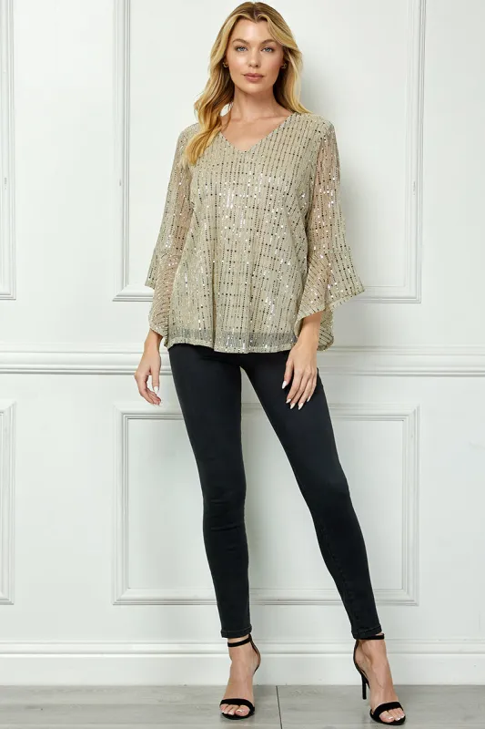 3/4 Ruffle Sleeve V-Neck Blouse - Yellow sold by Dress Barn