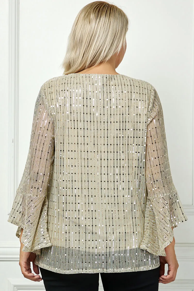 3/4 Ruffle Sleeve V-Neck Blouse - Yellow - Plus sold by Dress Barn product image thumbnail 3