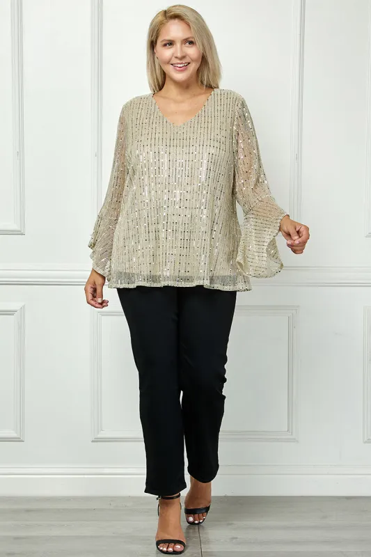 3/4 Ruffle Sleeve V-Neck Blouse - Yellow - Plus sold by Dress Barn