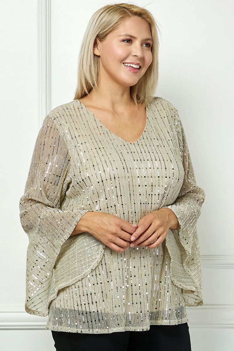 3/4 Ruffle Sleeve V-Neck Blouse - Yellow - Plus sold by Dress Barn product image thumbnail 2