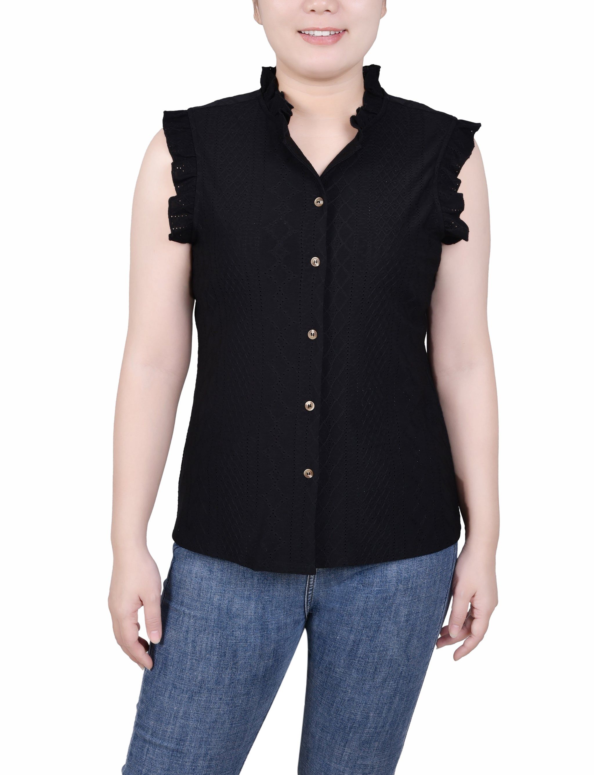 NY Collection Sleeveless Knit Eyelet Top sold by Dress Barn