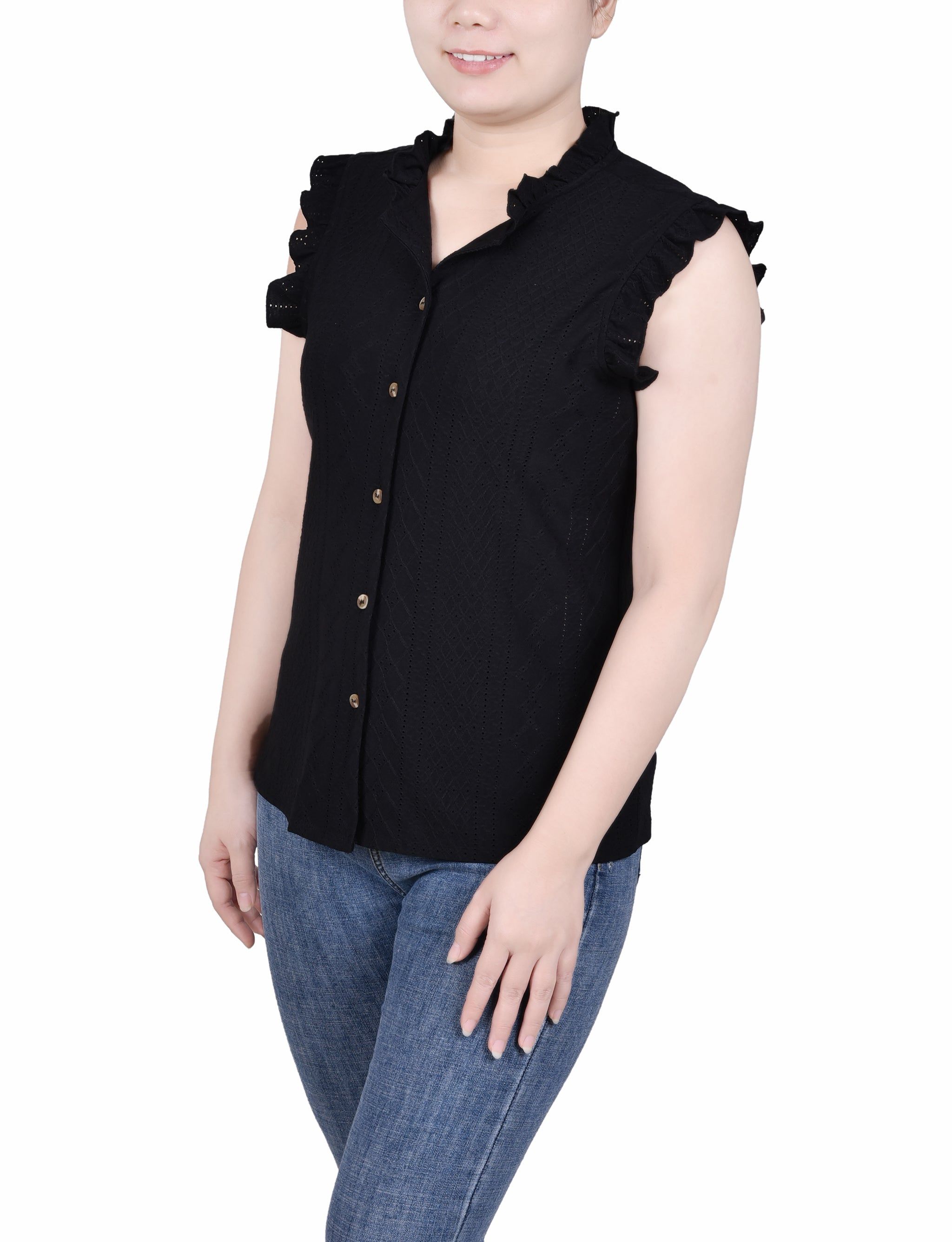 NY Collection Sleeveless Knit Eyelet Top sold by Dress Barn product image thumbnail 2