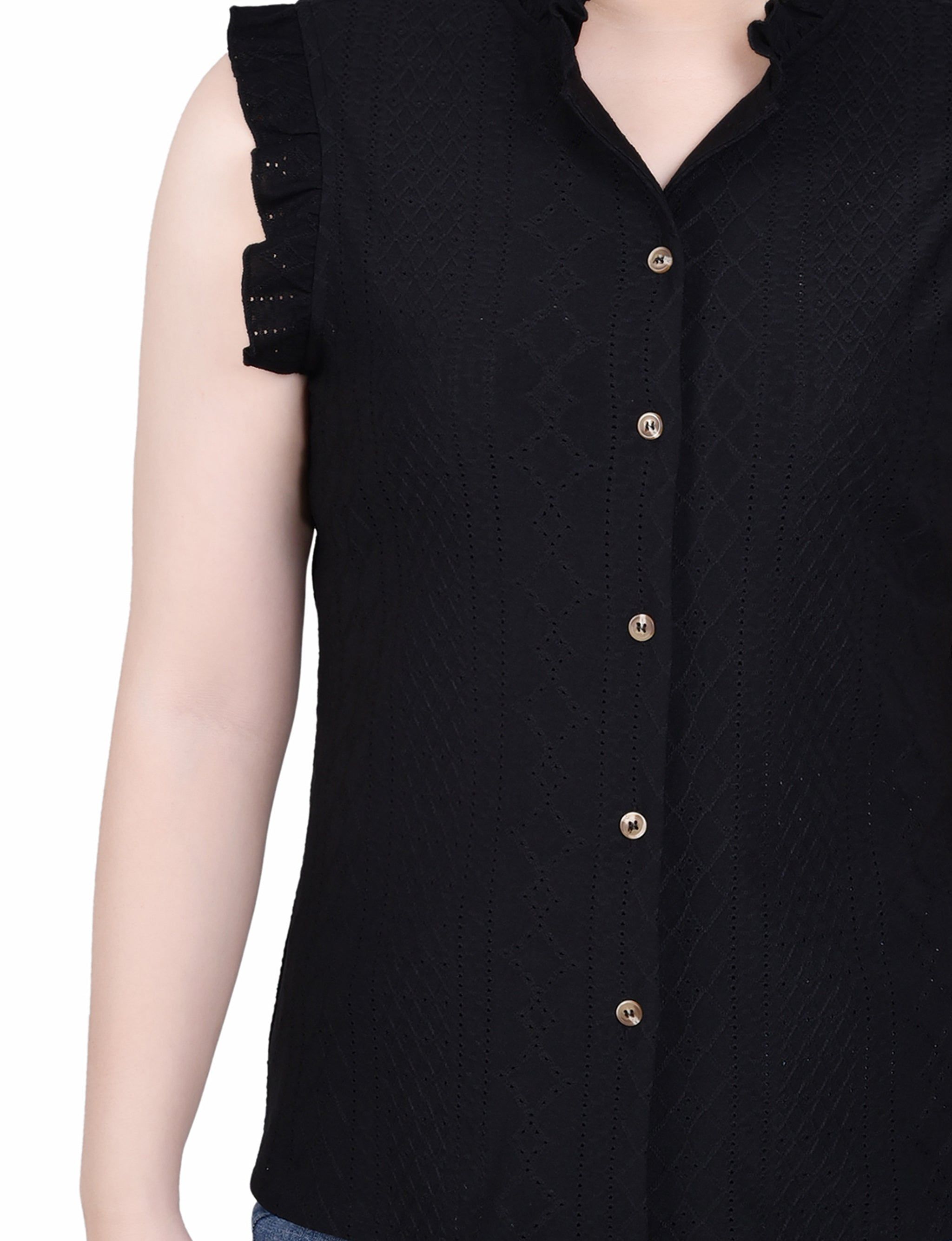 NY Collection Sleeveless Knit Eyelet Top sold by Dress Barn product image thumbnail 3