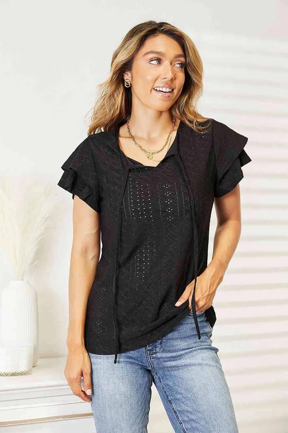 Flutter Sleeve Top - Plus sold by Dress Barn