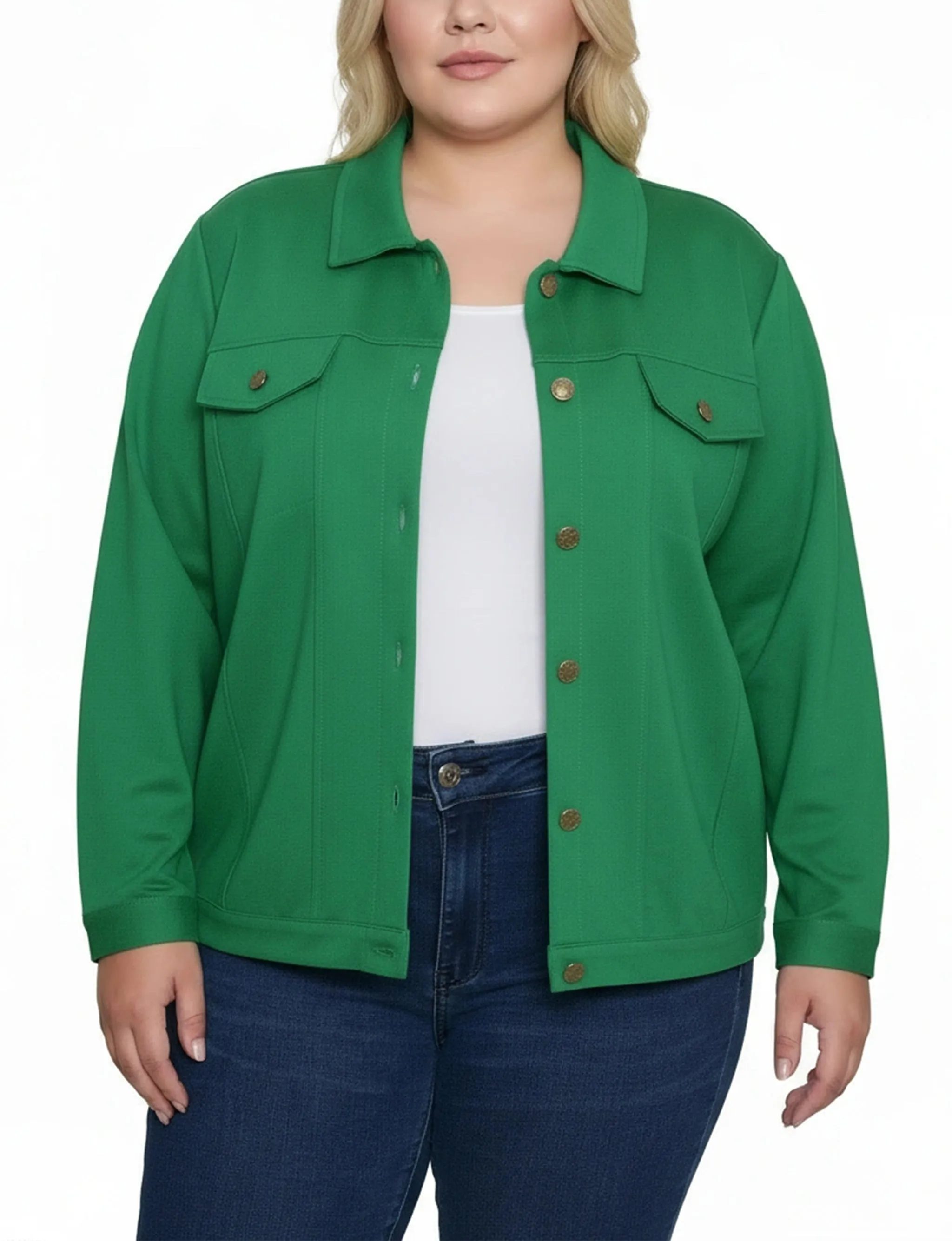 NY Collection Plus Size Long Sleeve Ponte Cropped Jacket sold by Dress Barn product image thumbnail 5