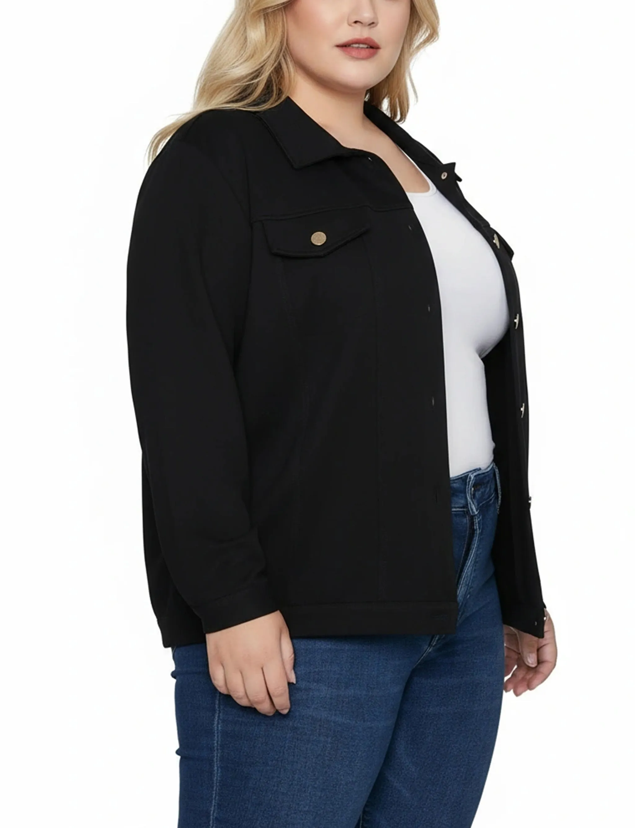 NY Collection Plus Size Long Sleeve Ponte Cropped Jacket sold by Dress Barn product image thumbnail 3