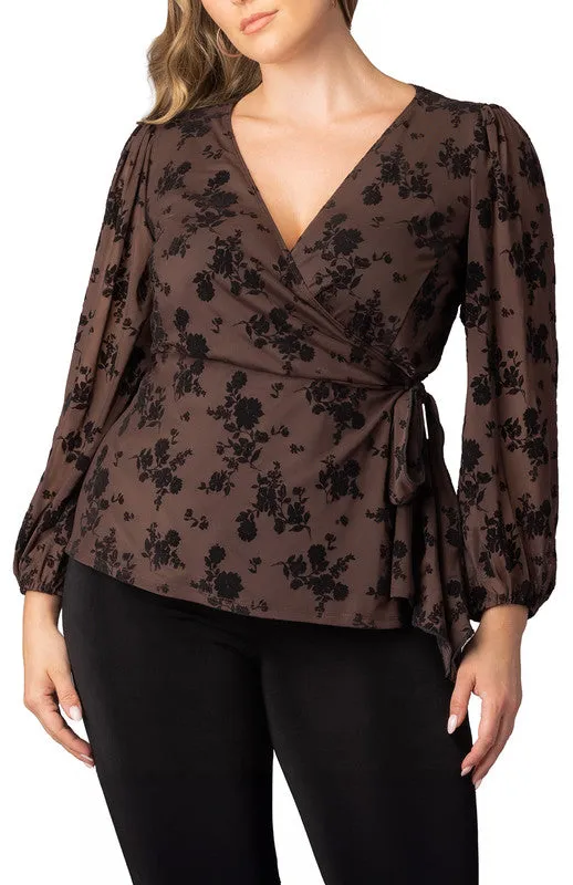 Alissa Long Sleeve Wrap Top - Plus made by Dress Barn
