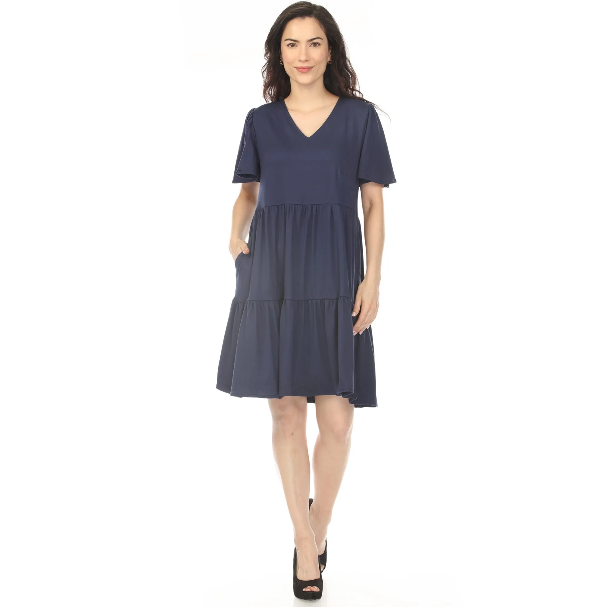 Women's V-Neck Short Sleeve Dress - Navy sold by Dress Barn product image thumbnail 5