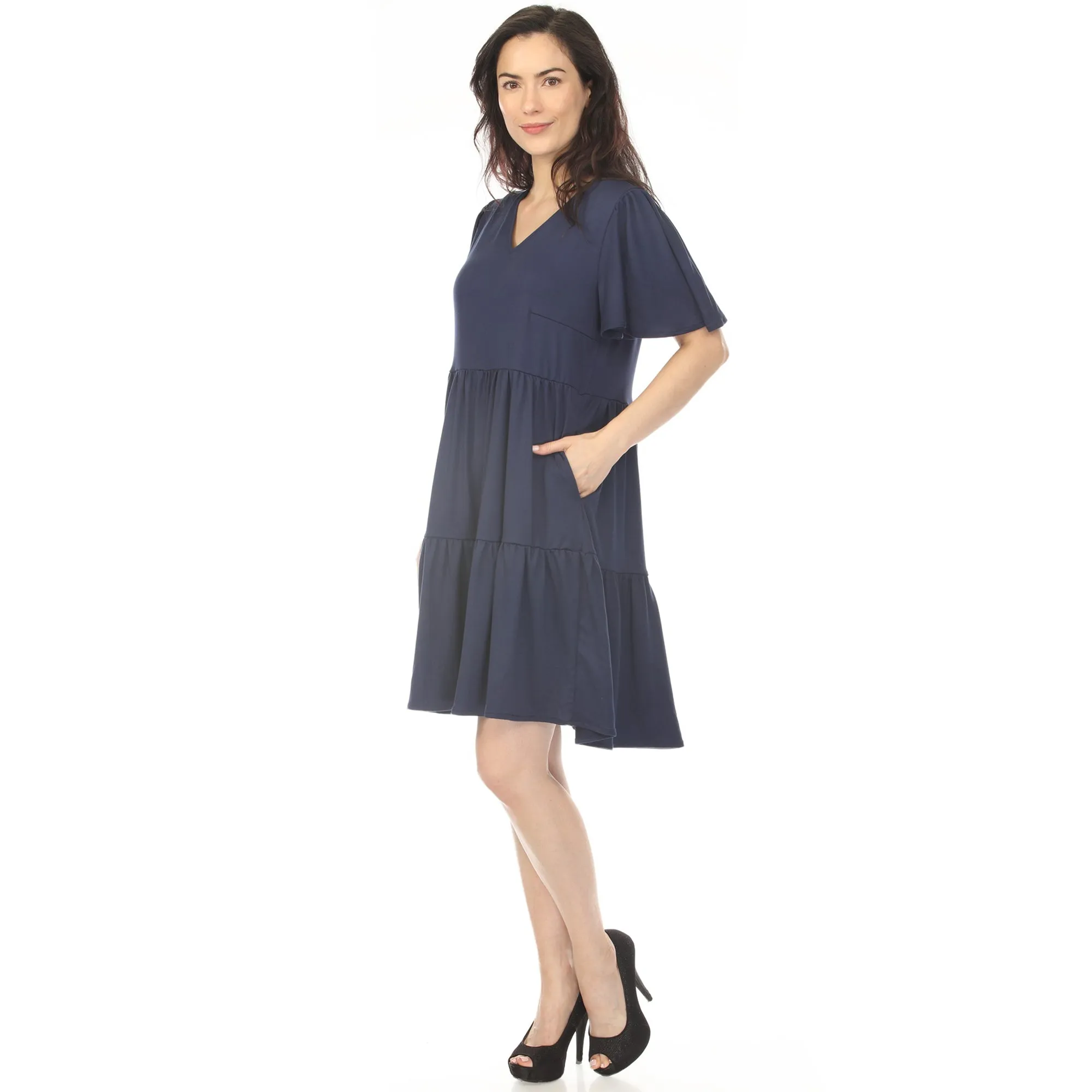 Women's V-Neck Short Sleeve Dress - Navy sold by Dress Barn product image thumbnail 2