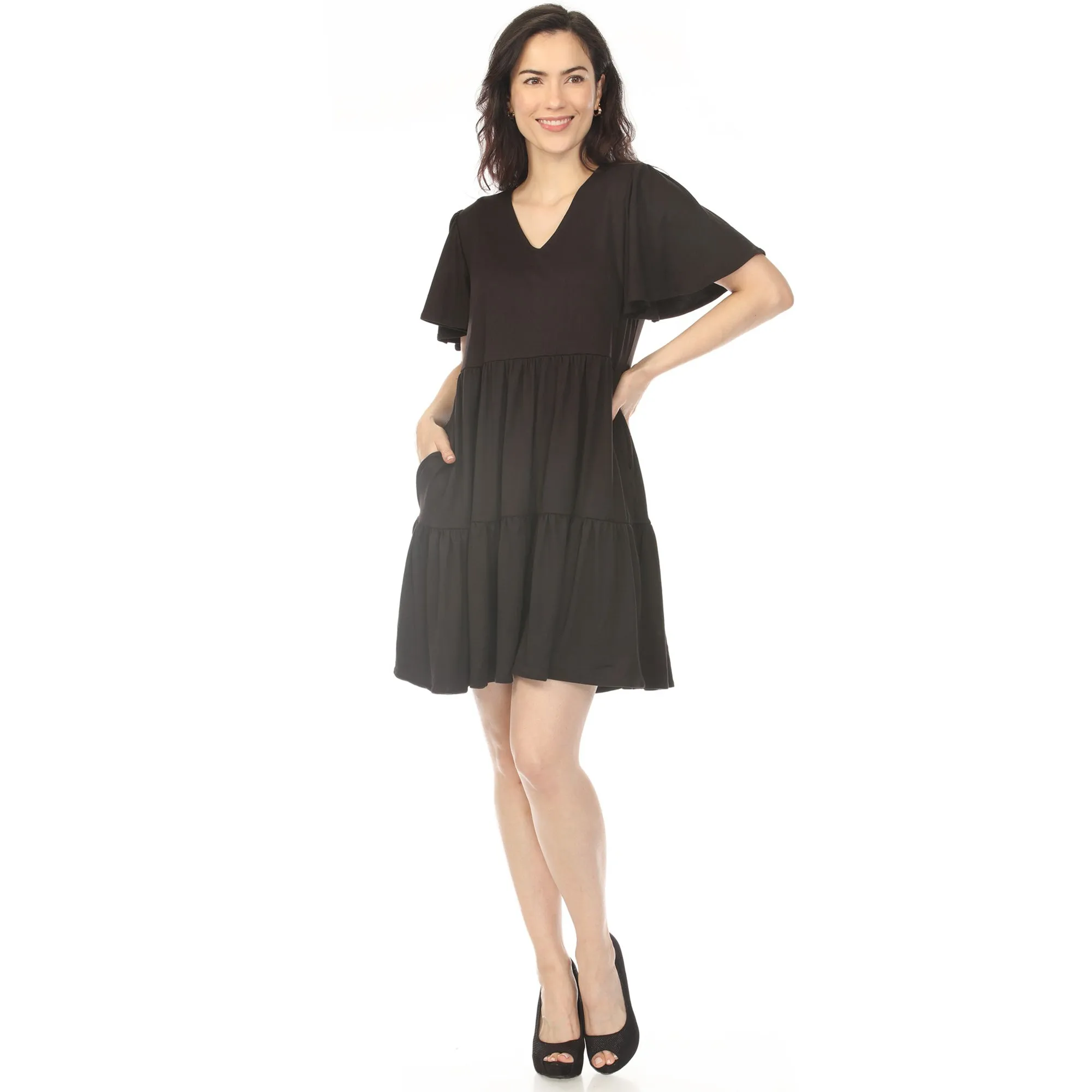 Women's V-Neck Short Sleeve Dress - Black sold by Dress Barn product image thumbnail 5
