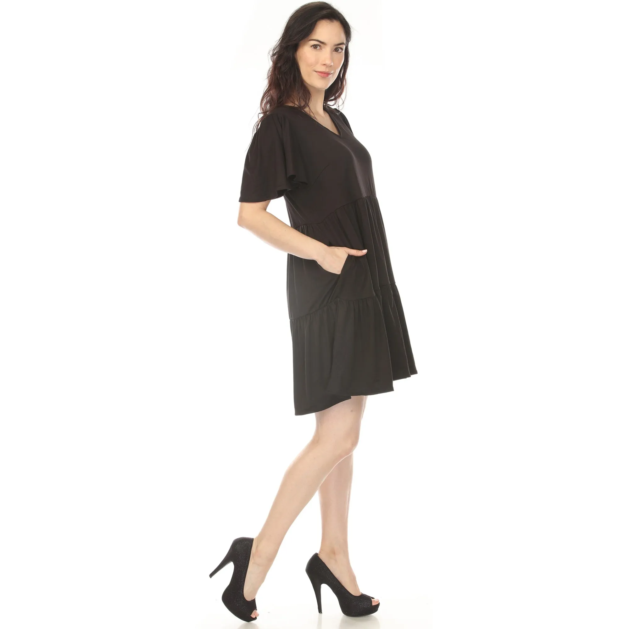 Women's V-Neck Short Sleeve Dress - Black sold by Dress Barn product image thumbnail 2