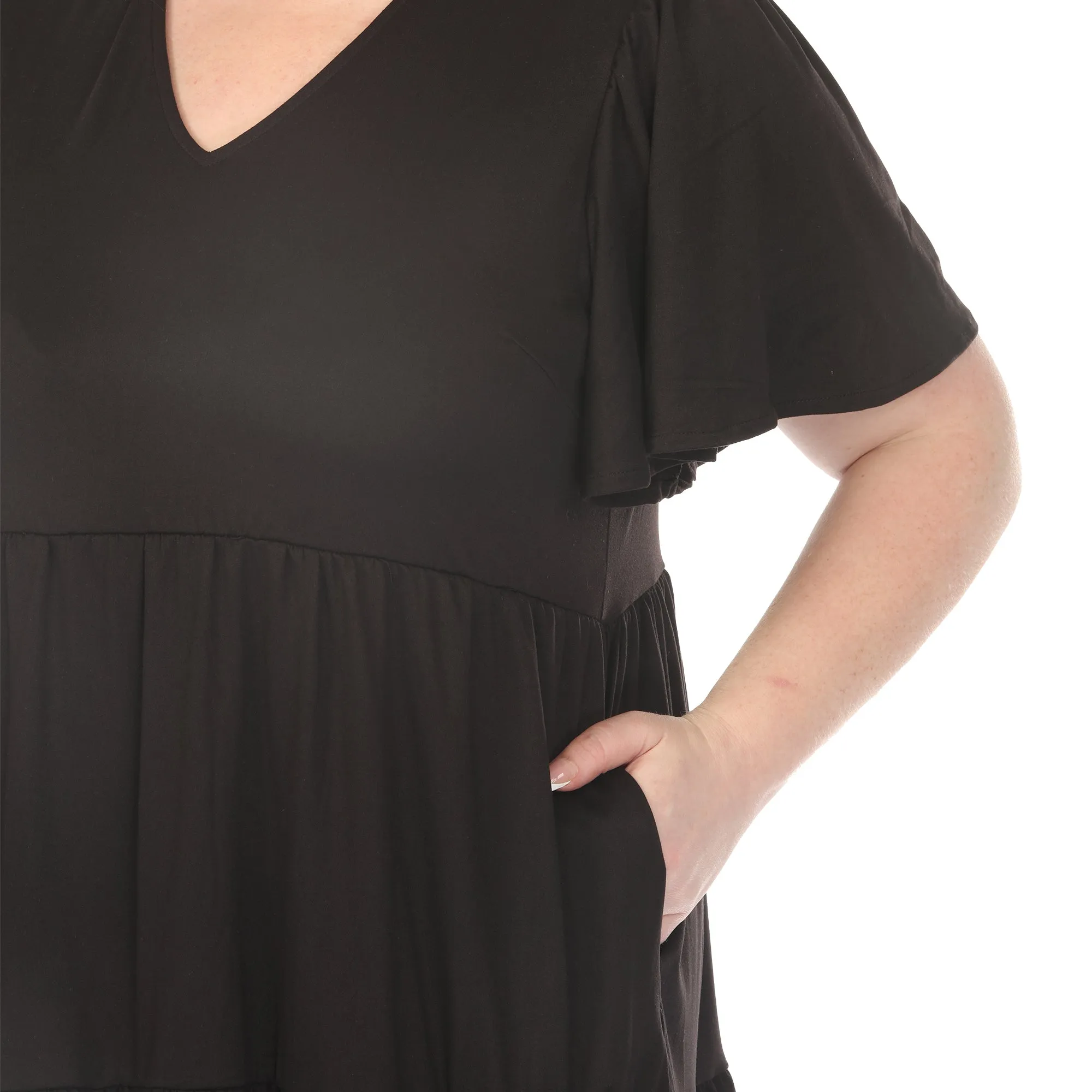 Women's V-Neck Short Sleeve Dress - Black - Plus sold by Dress Barn product image thumbnail 4