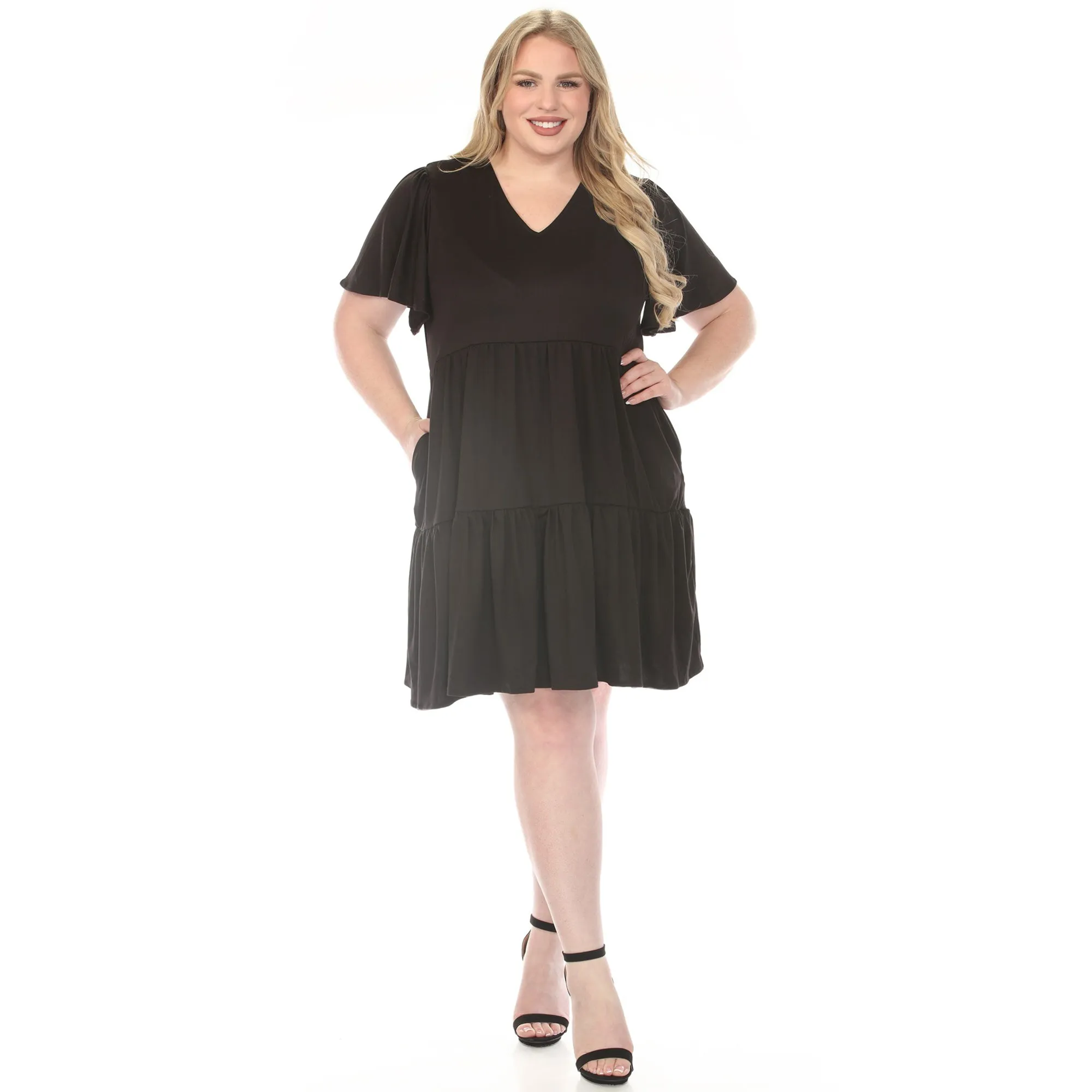Women's V-Neck Short Sleeve Dress - Black - Plus sold by Dress Barn product image thumbnail 5
