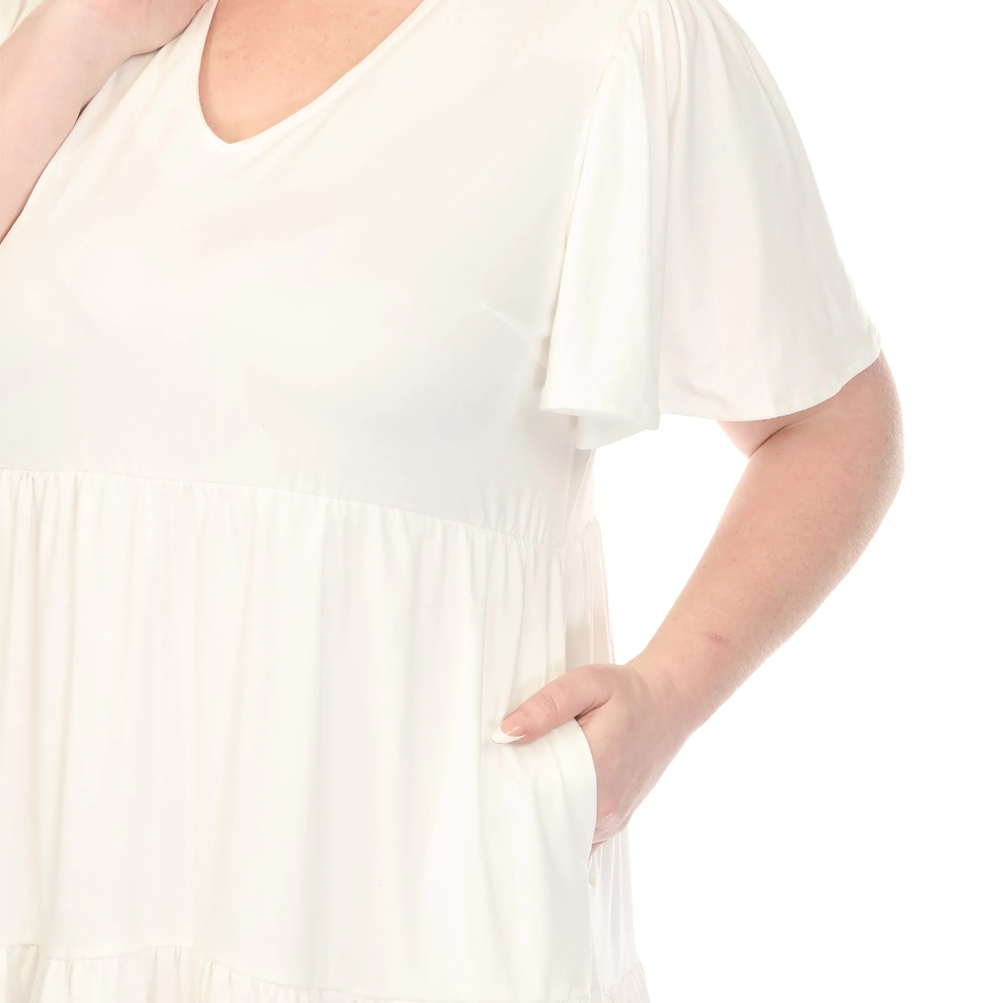 Women's V-Neck Short Sleeve Dress - Off White - Plus sold by Dress Barn product image thumbnail 4