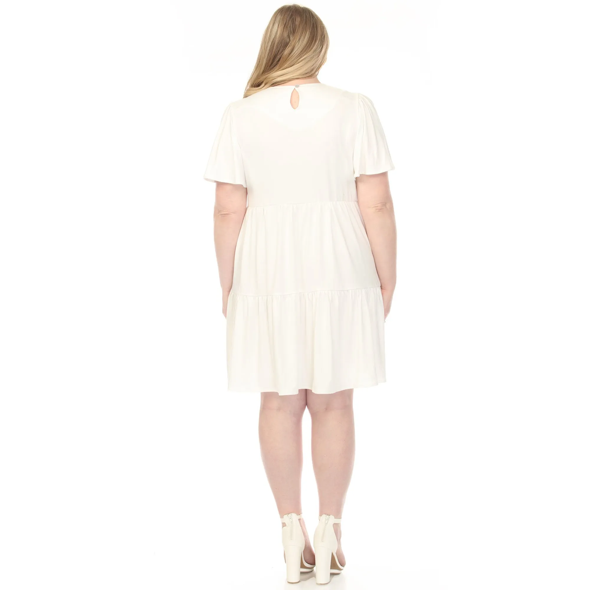 Women's V-Neck Short Sleeve Dress - Off White - Plus sold by Dress Barn product image thumbnail 3