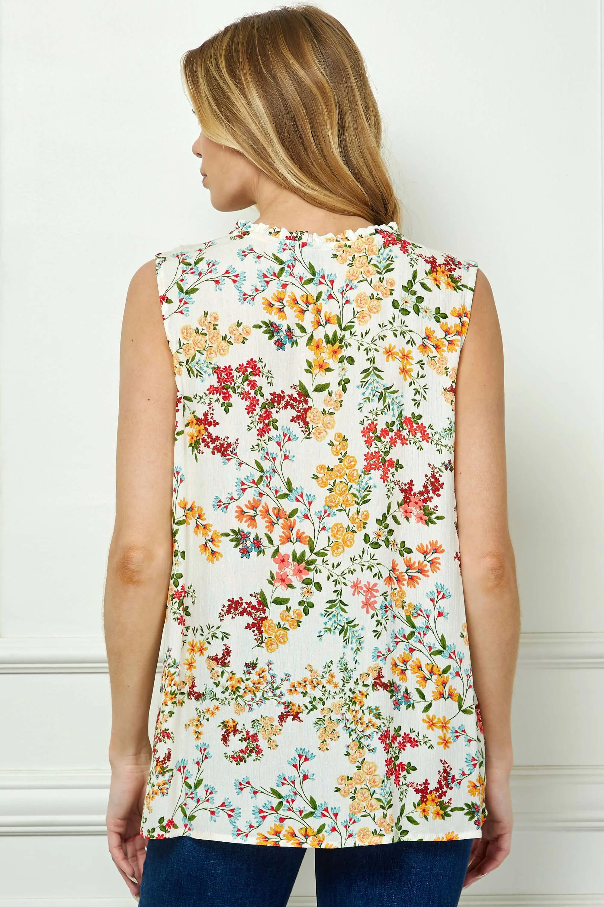 Sleeveless Ruffle Neck Tassel Blouse in Ivory sold by Dress Barn product image thumbnail 4